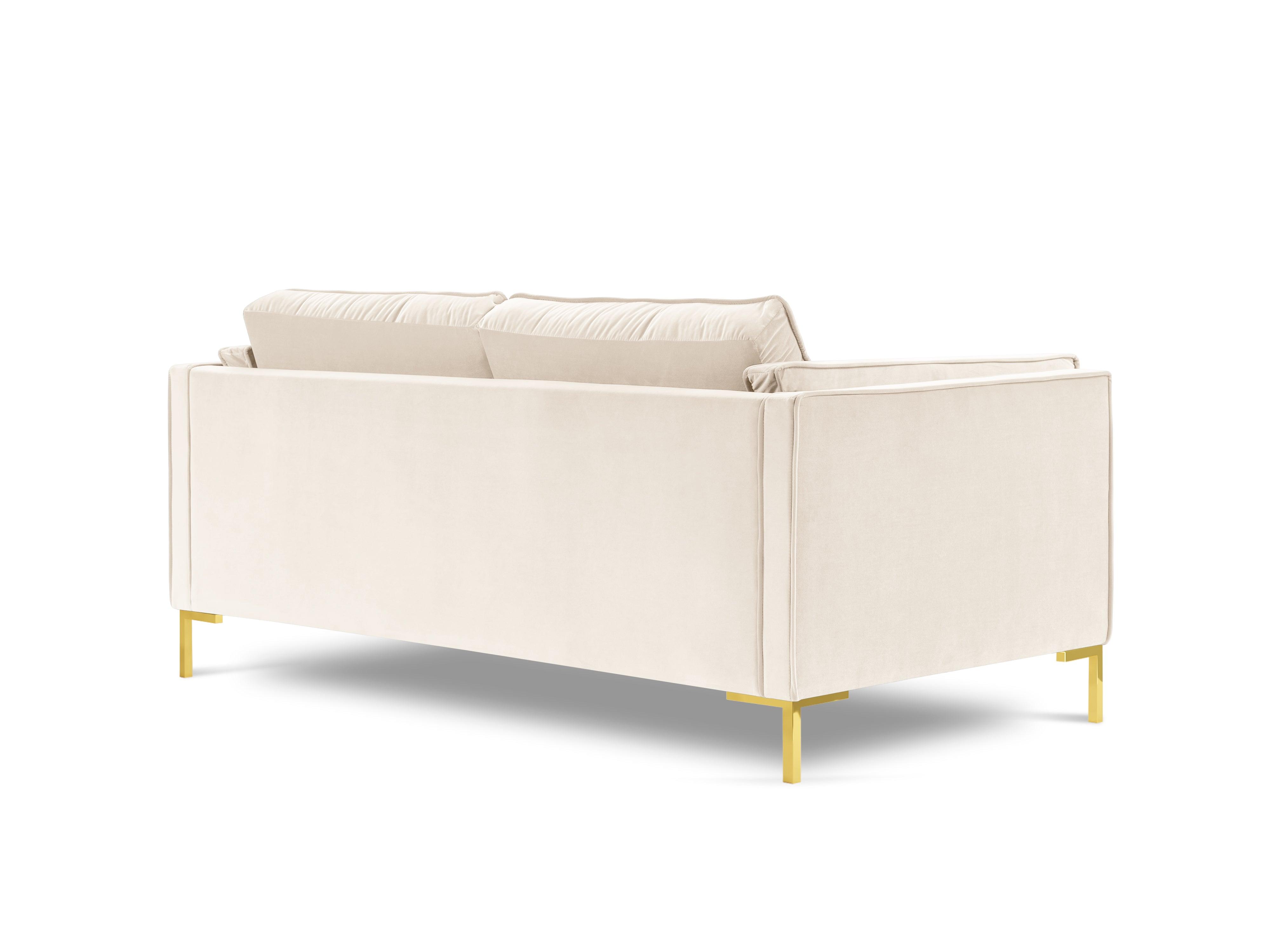 Sofa aksamitna 2-osobowa LUIS beżowy ze złotą podstawą Milo Casa Eye on Design