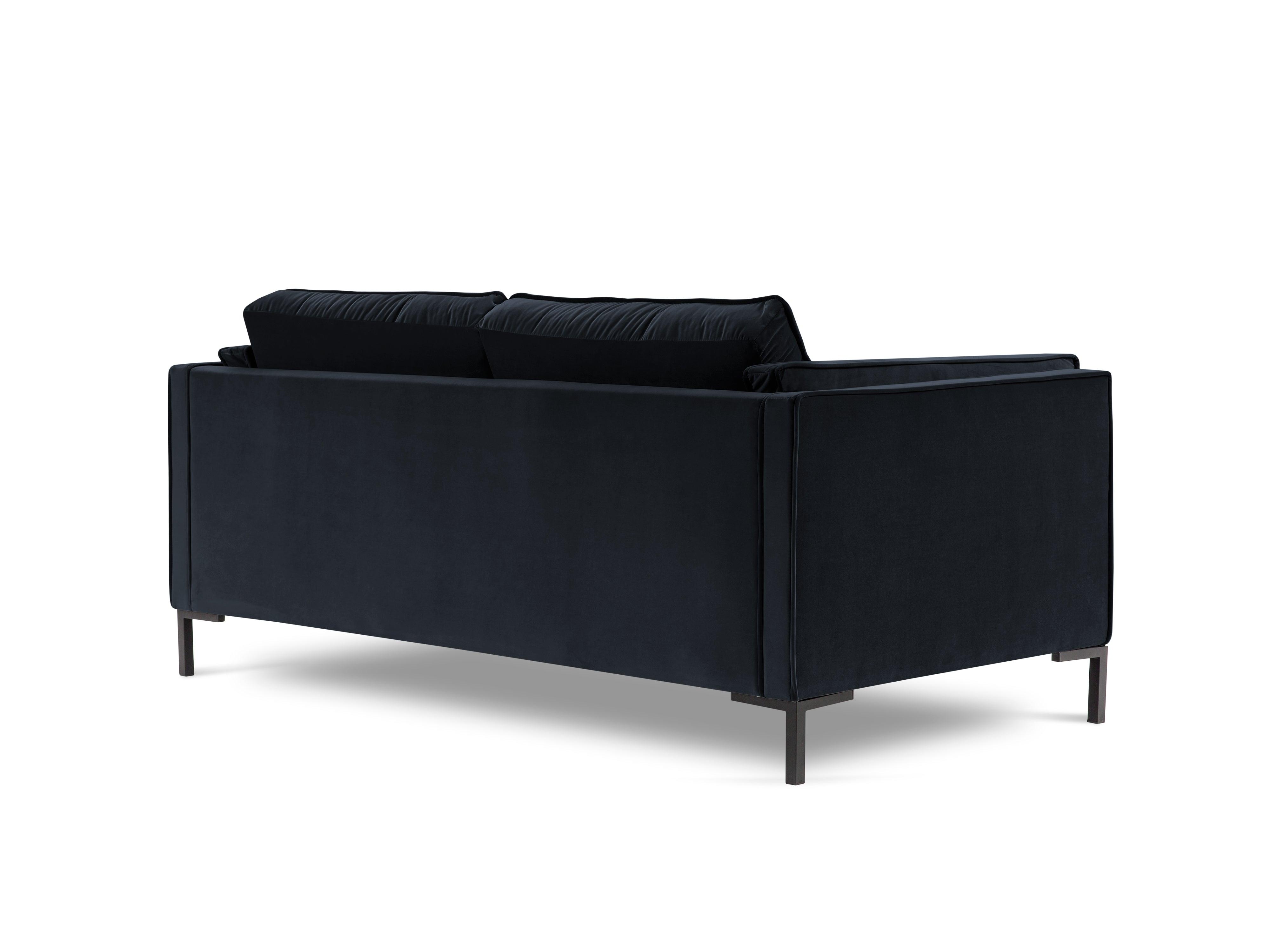 Sofa aksamitna 2-osobowa LUIS ciemnoniebieski z czarną podstawą Milo Casa Eye on Design