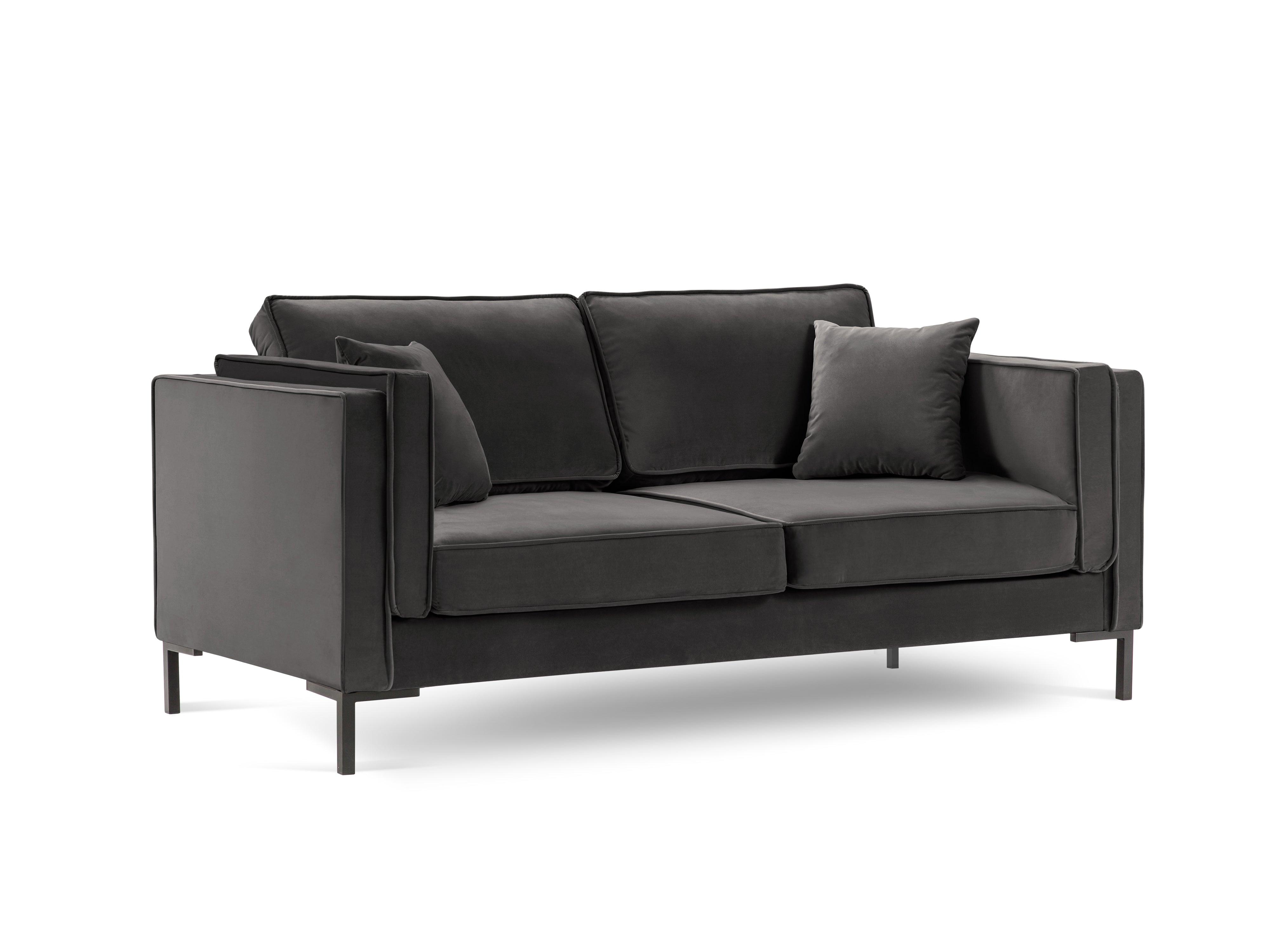 Sofa aksamitna 2-osobowa LUIS ciemnoszary z czarną podstawą Milo Casa Eye on Design