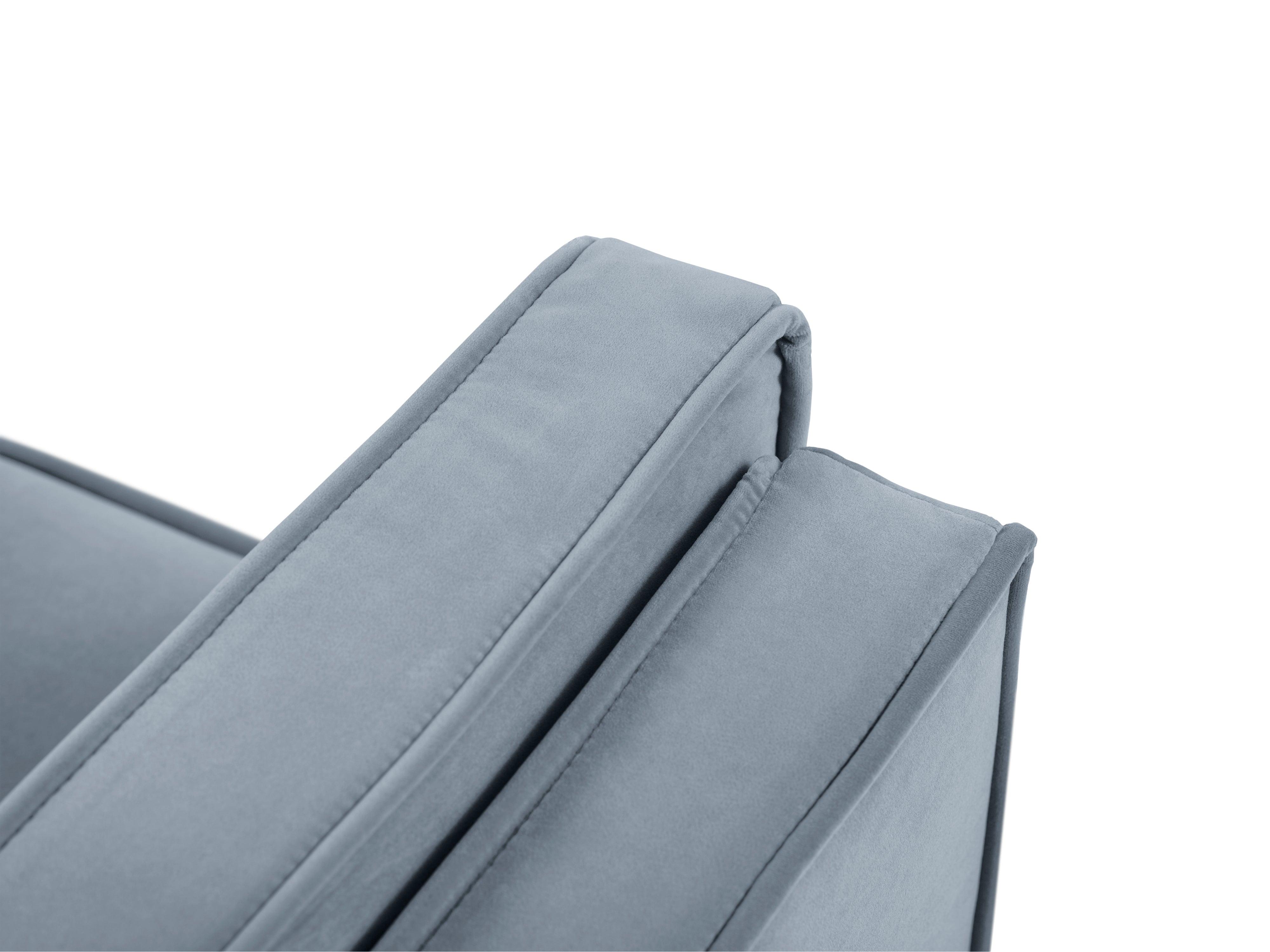 Sofa aksamitna 2-osobowa LUIS jasnoniebieski z czarną podstawą – metal, Besolux