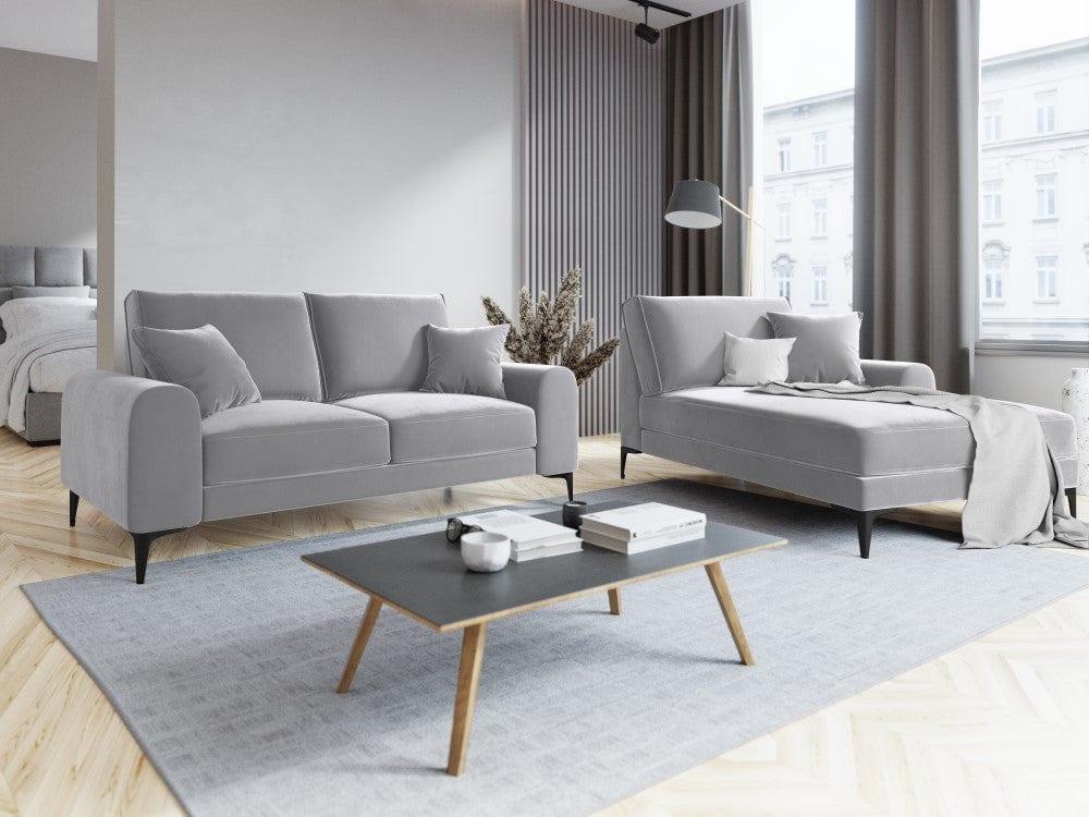 Sofa aksamitna 2-osobowa MADARA srebrny z czarną podstawą Mazzini Sofas Eye on Design