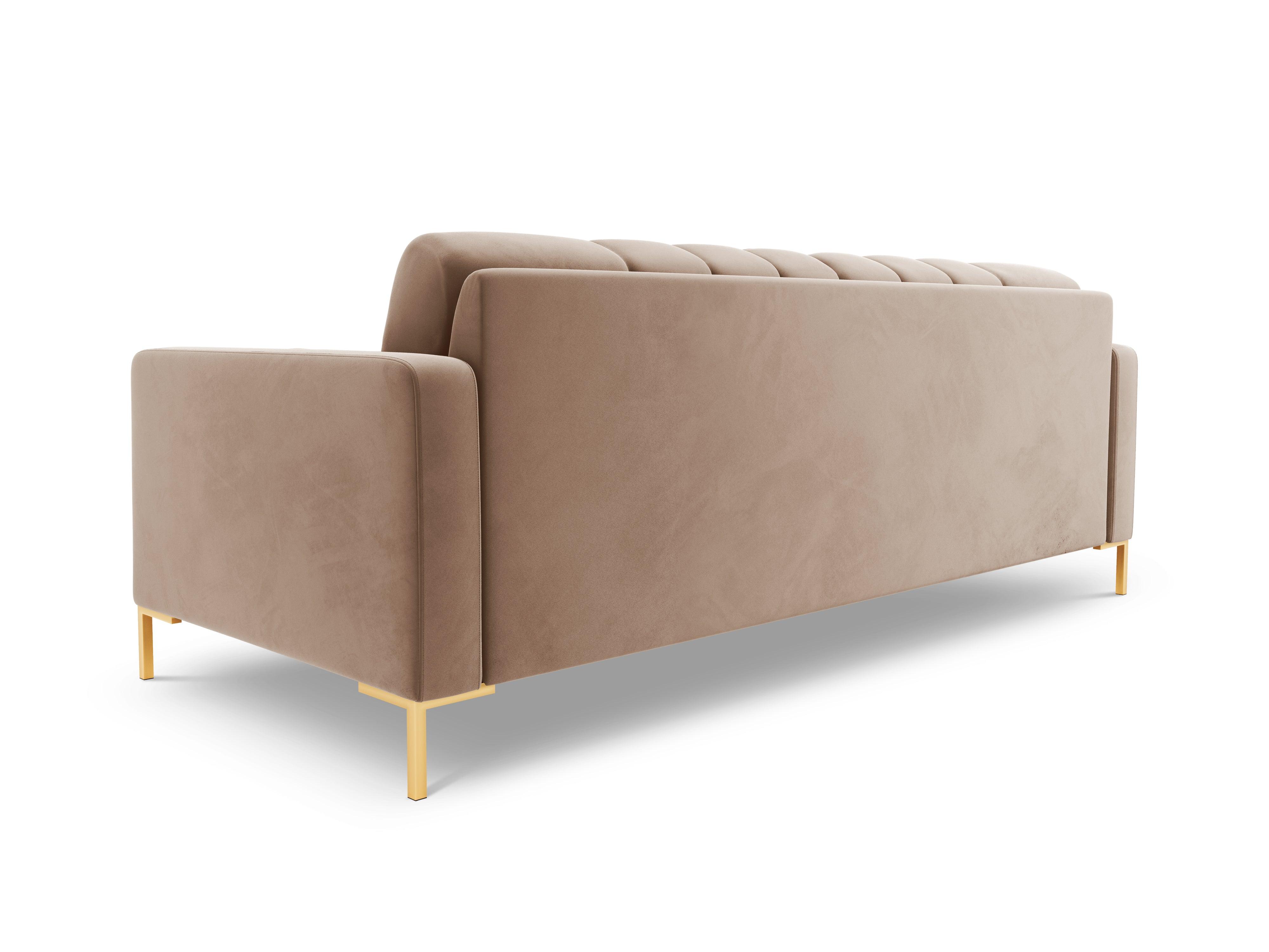 Sofa aksamitna 3-osobowa BALI beżowy ze złotą podstawą Cosmopolitan Design Eye on Design