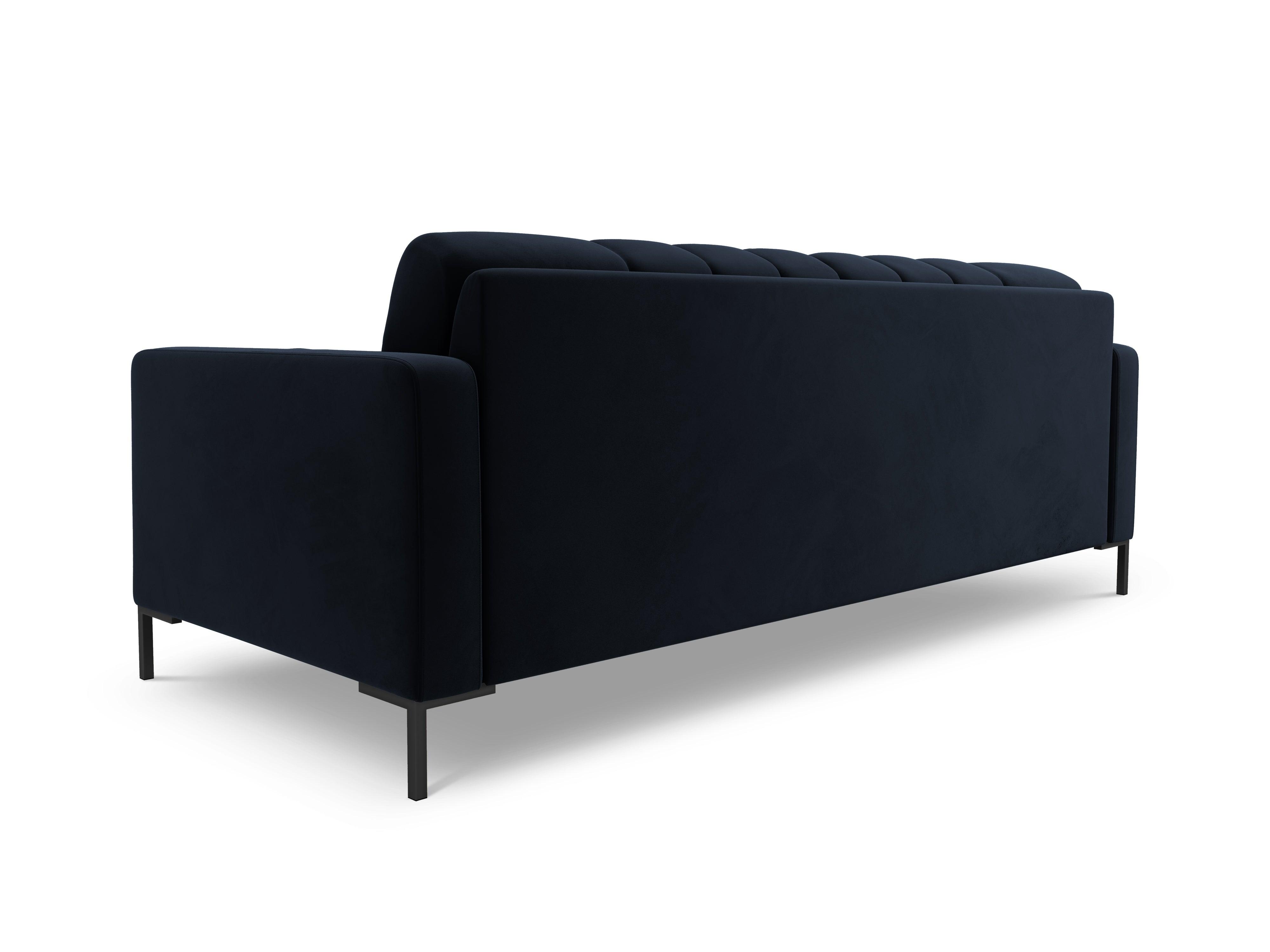 Sofa aksamitna 3-osobowa BALI ciemnoniebieski z czarną podstawą Cosmopolitan Design Eye on Design