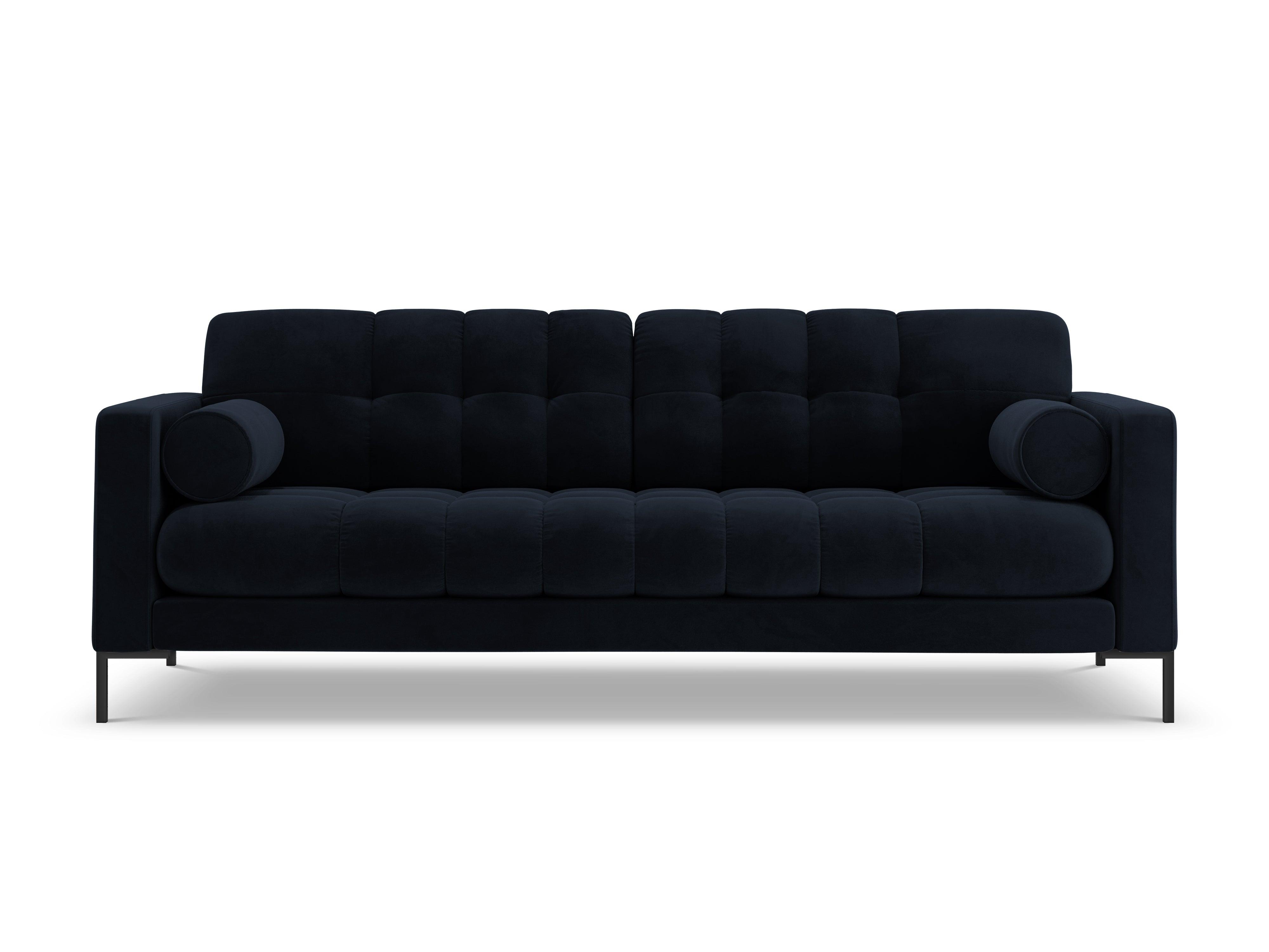 Sofa aksamitna 3-osobowa BALI ciemnoniebieski z czarną podstawą Cosmopolitan Design Eye on Design