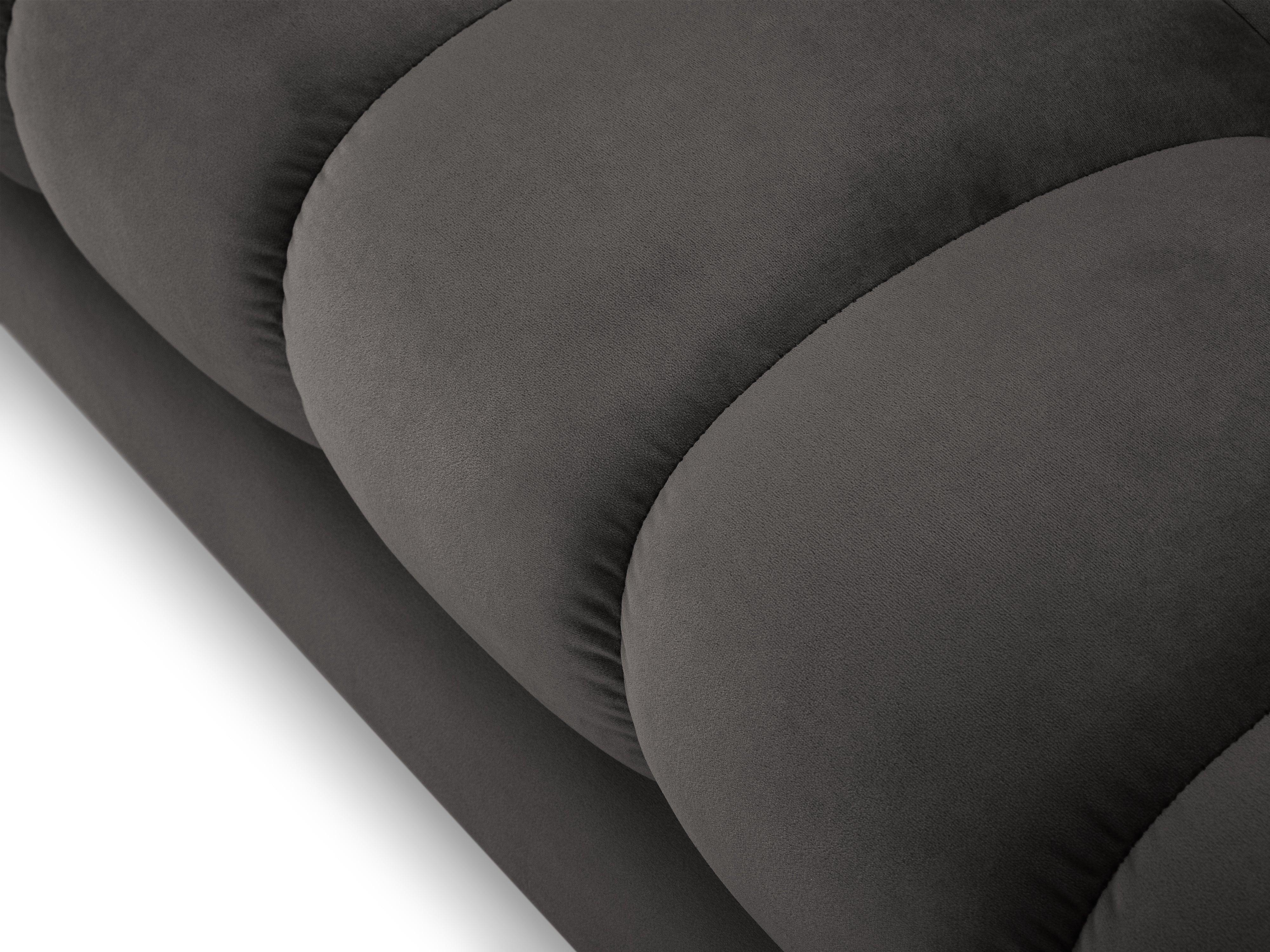 Sofa aksamitna 3-osobowa BALI ciemnoszary z czarną podstawą Cosmopolitan Design Eye on Design