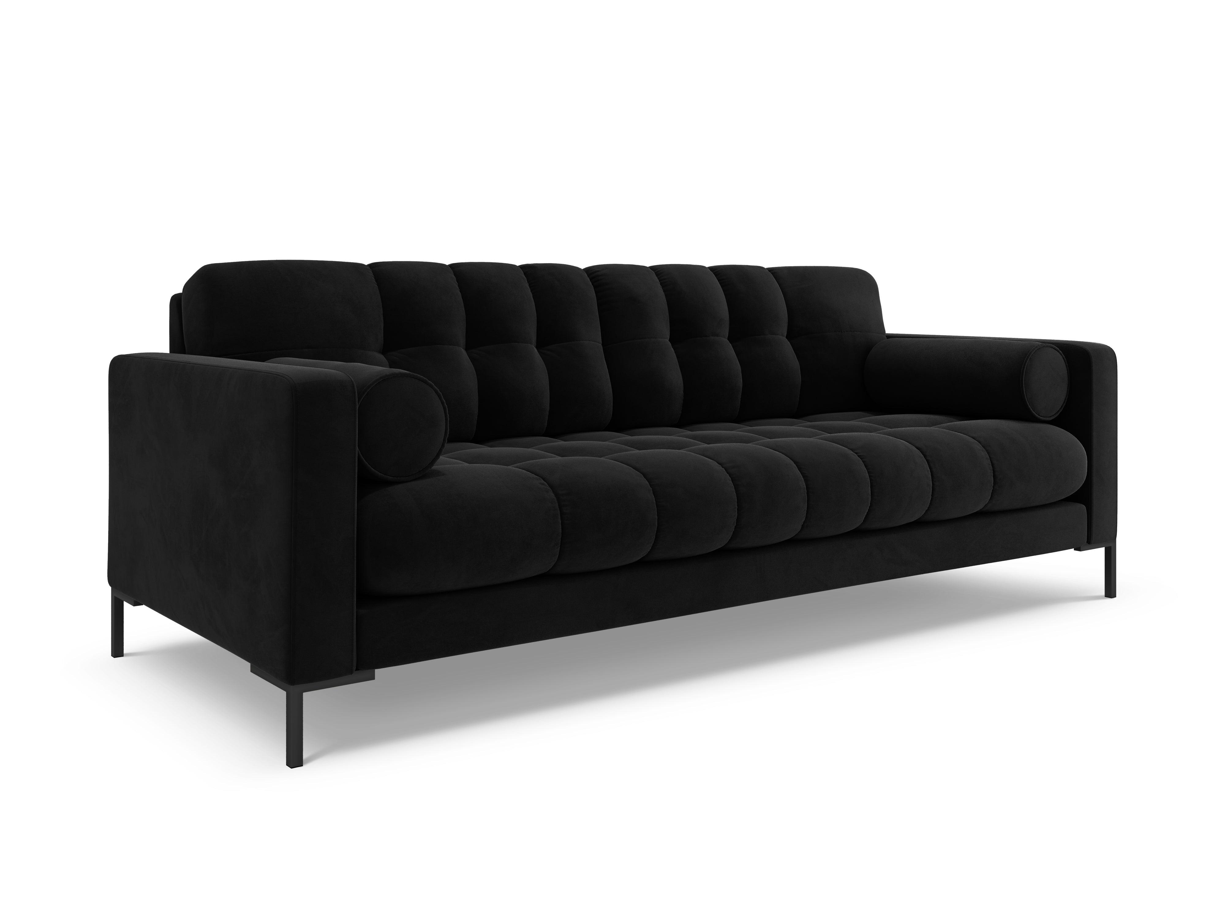 Sofa aksamitna 3-osobowa BALI czarny z czarną podstawą Cosmopolitan Design Eye on Design