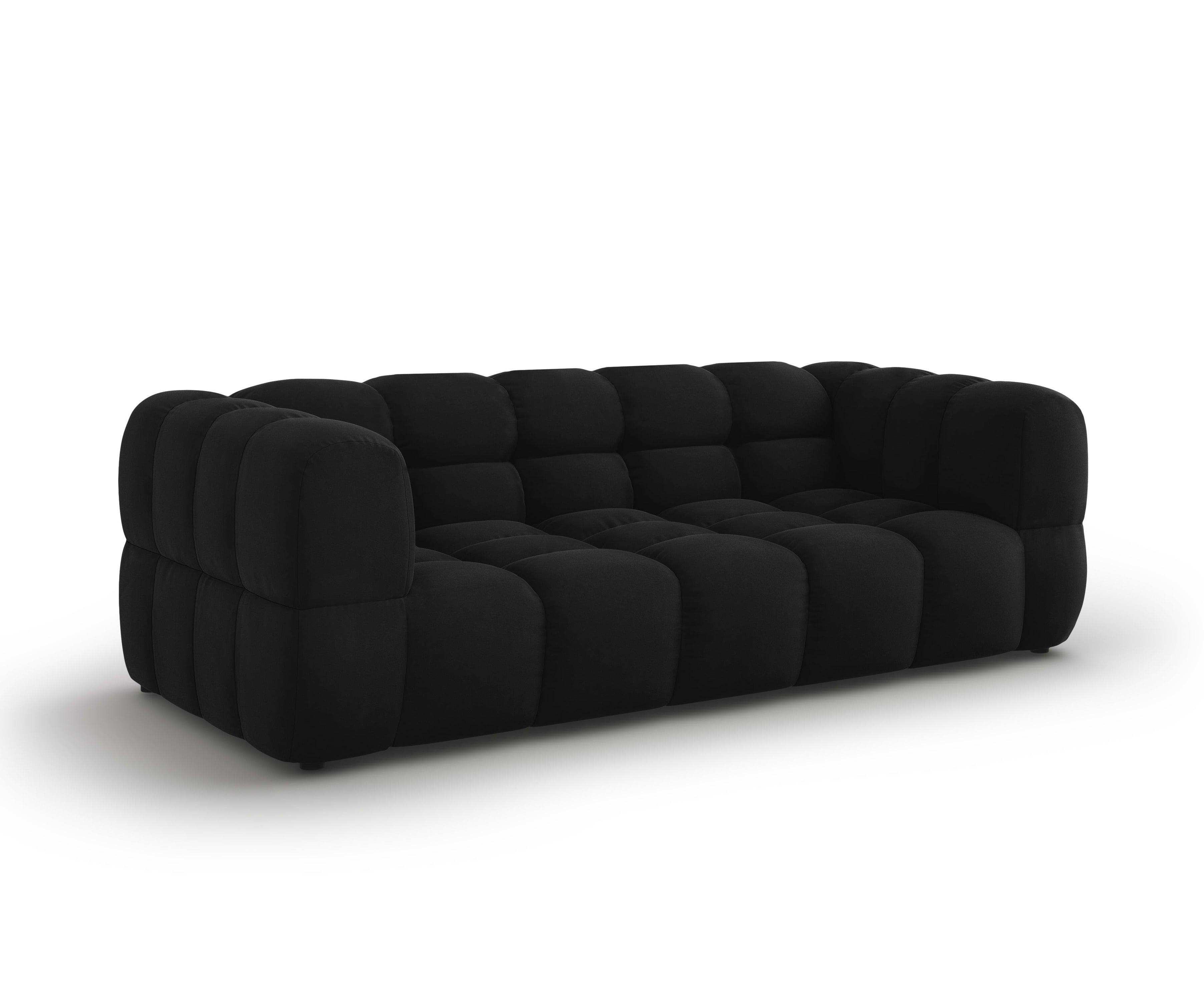 Sofa aksamitna 3-osobowa SKY czarny – Cosmopolitan Design