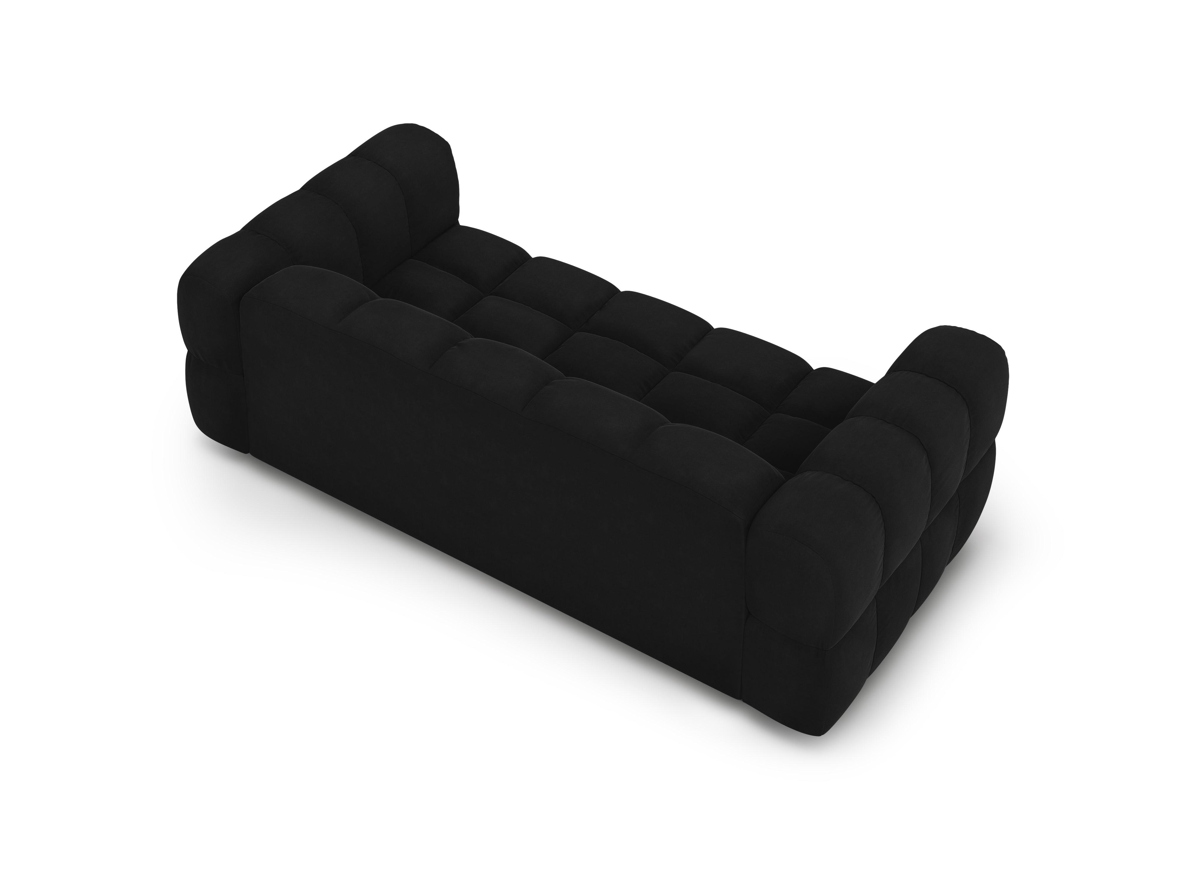 Sofa aksamitna 3-osobowa SKY czarny – Cosmopolitan Design