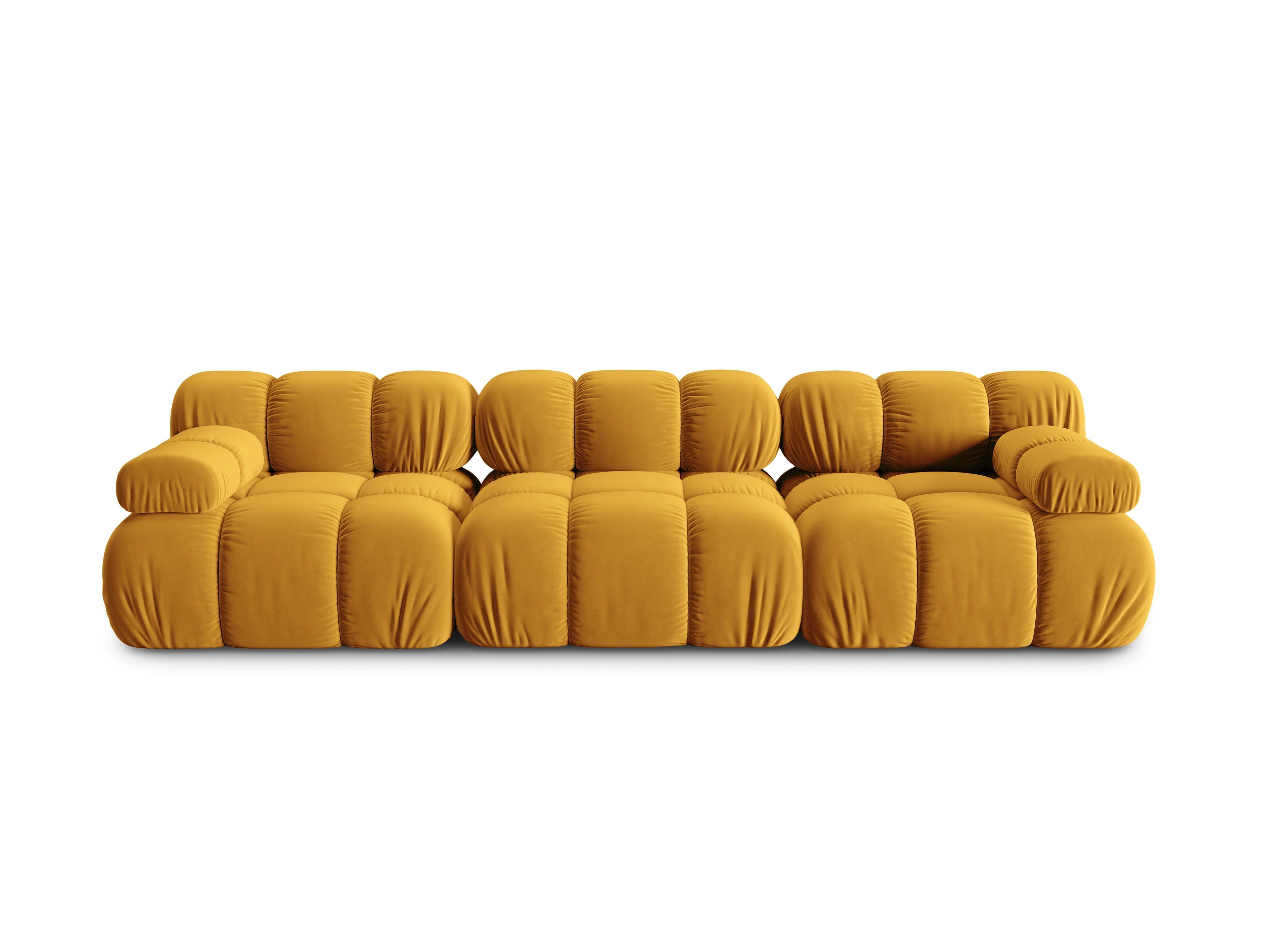 Sofa aksamitna 3-osobowa TROPEA musztardowy Milo Casa Eye on Design