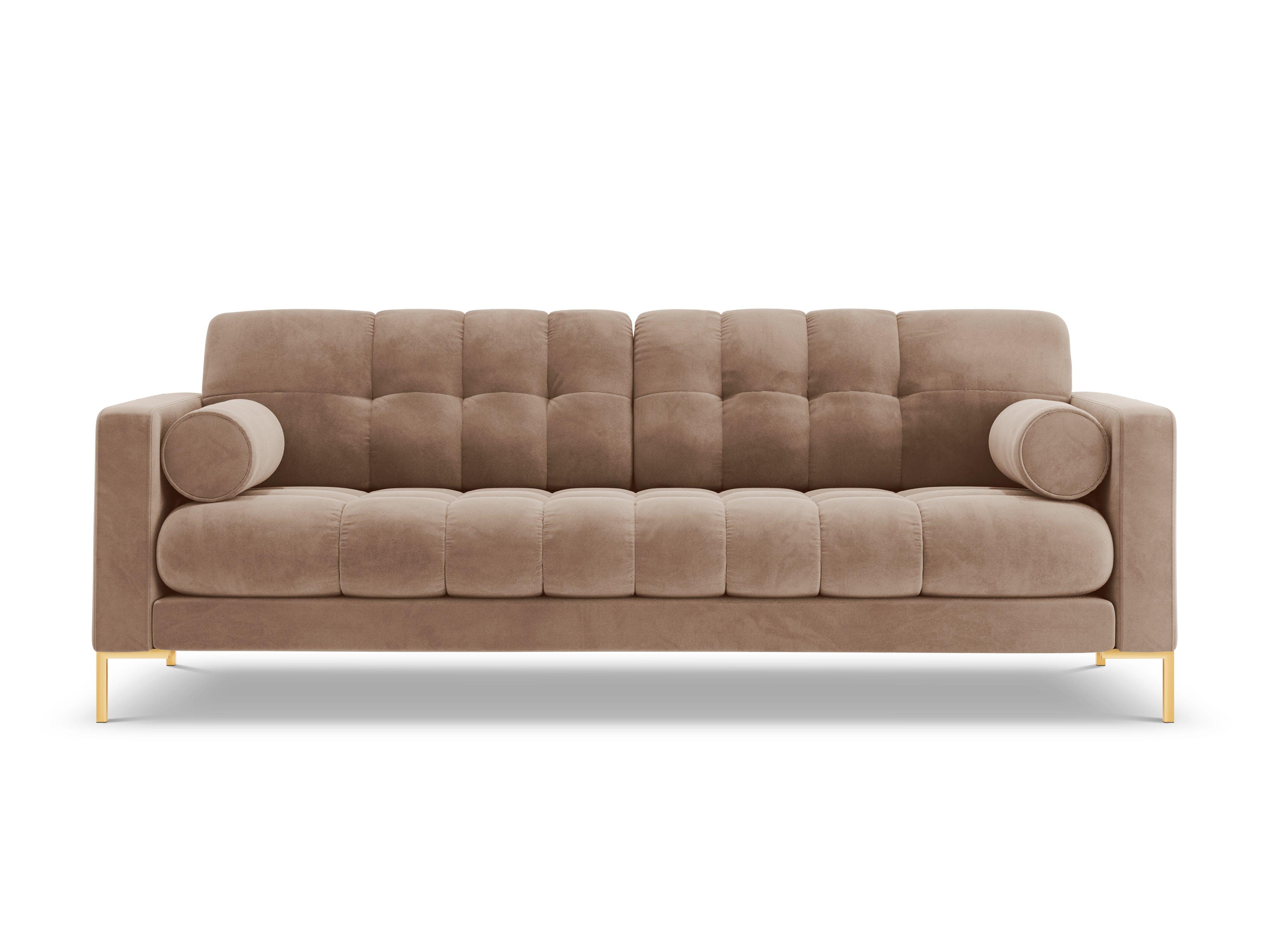 Sofa aksamitna 4-osobowa BALI beżowy ze złotą podstawą Cosmopolitan Design Eye on Design