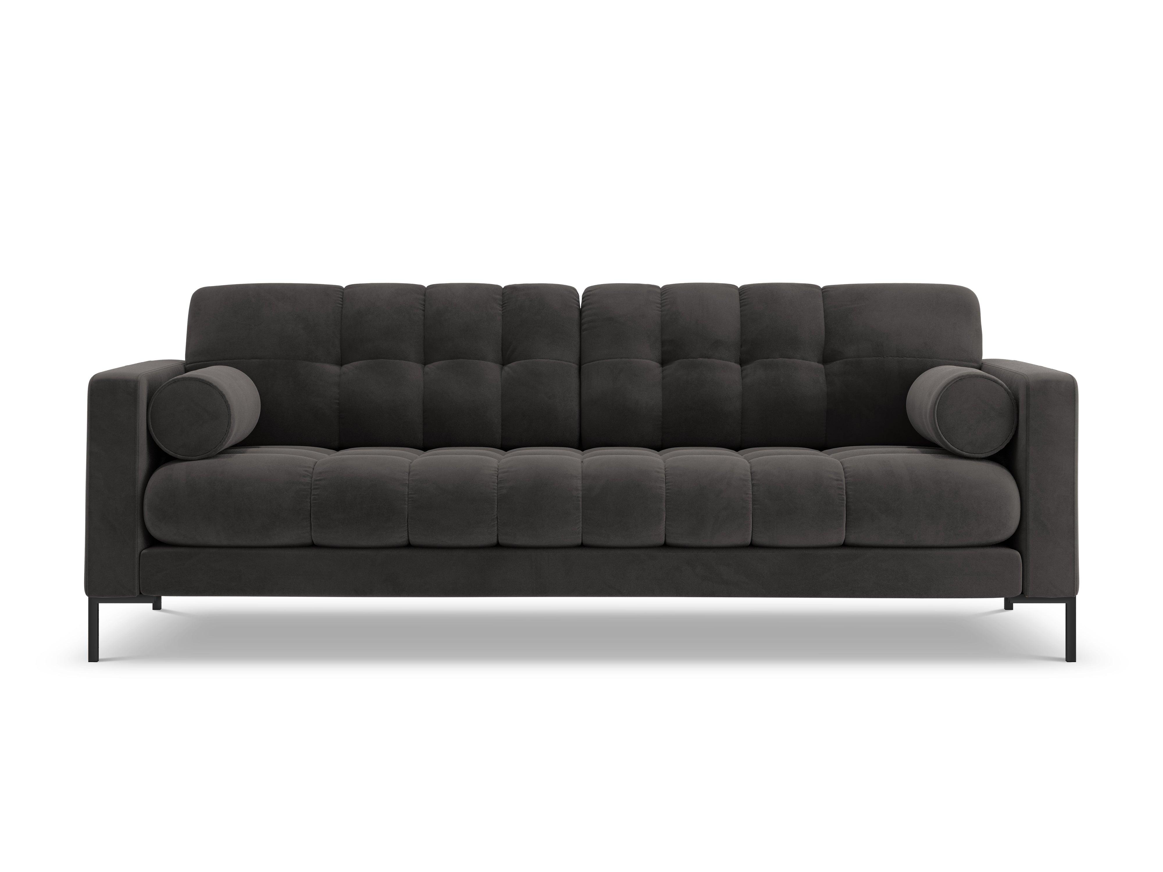 Sofa aksamitna 4-osobowa BALI ciemnoszary z czarną podstawą Cosmopolitan Design Eye on Design