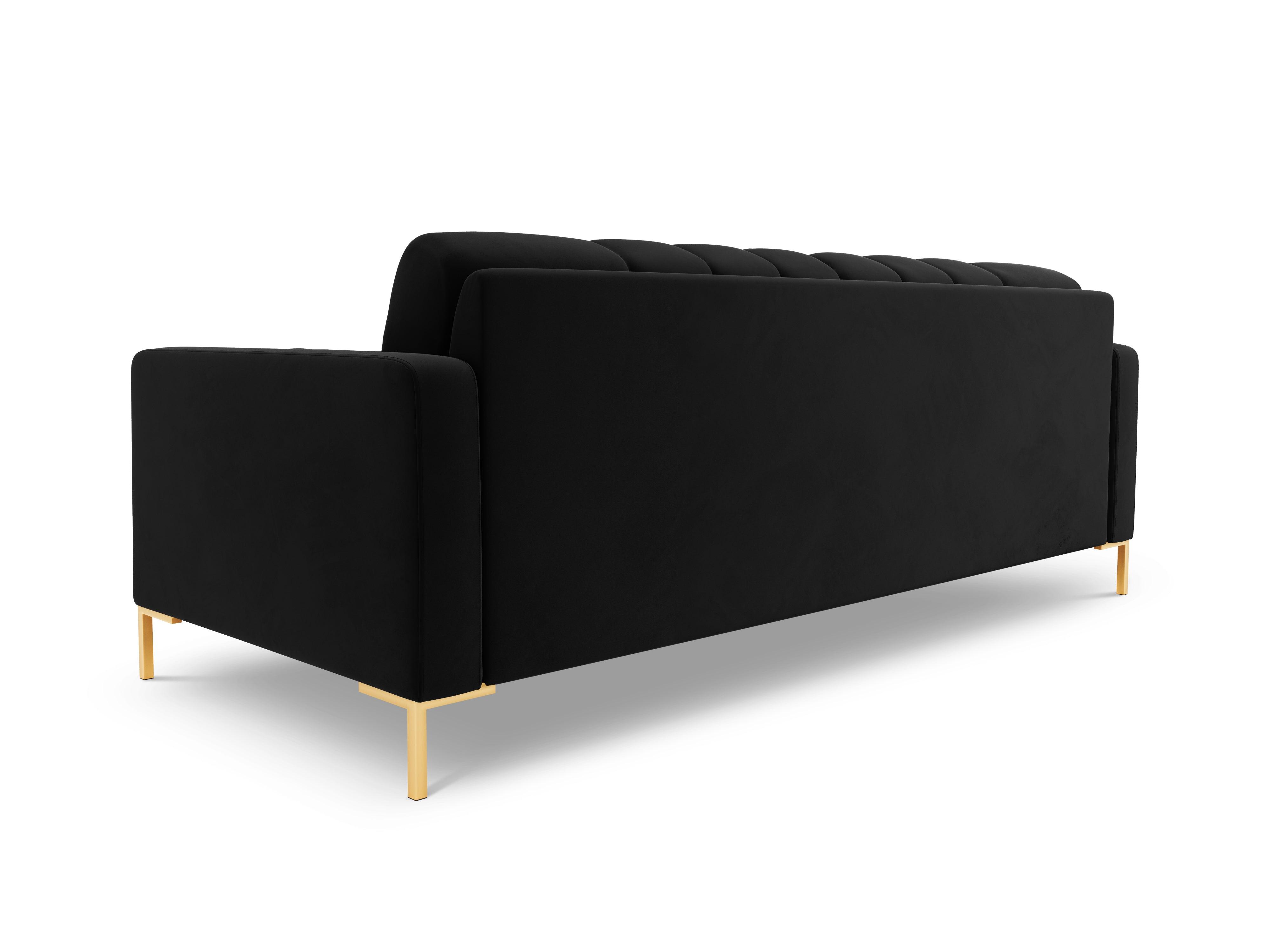 Sofa aksamitna 4-osobowa BALI czarny ze złotą podstawą Cosmopolitan Design Eye on Design