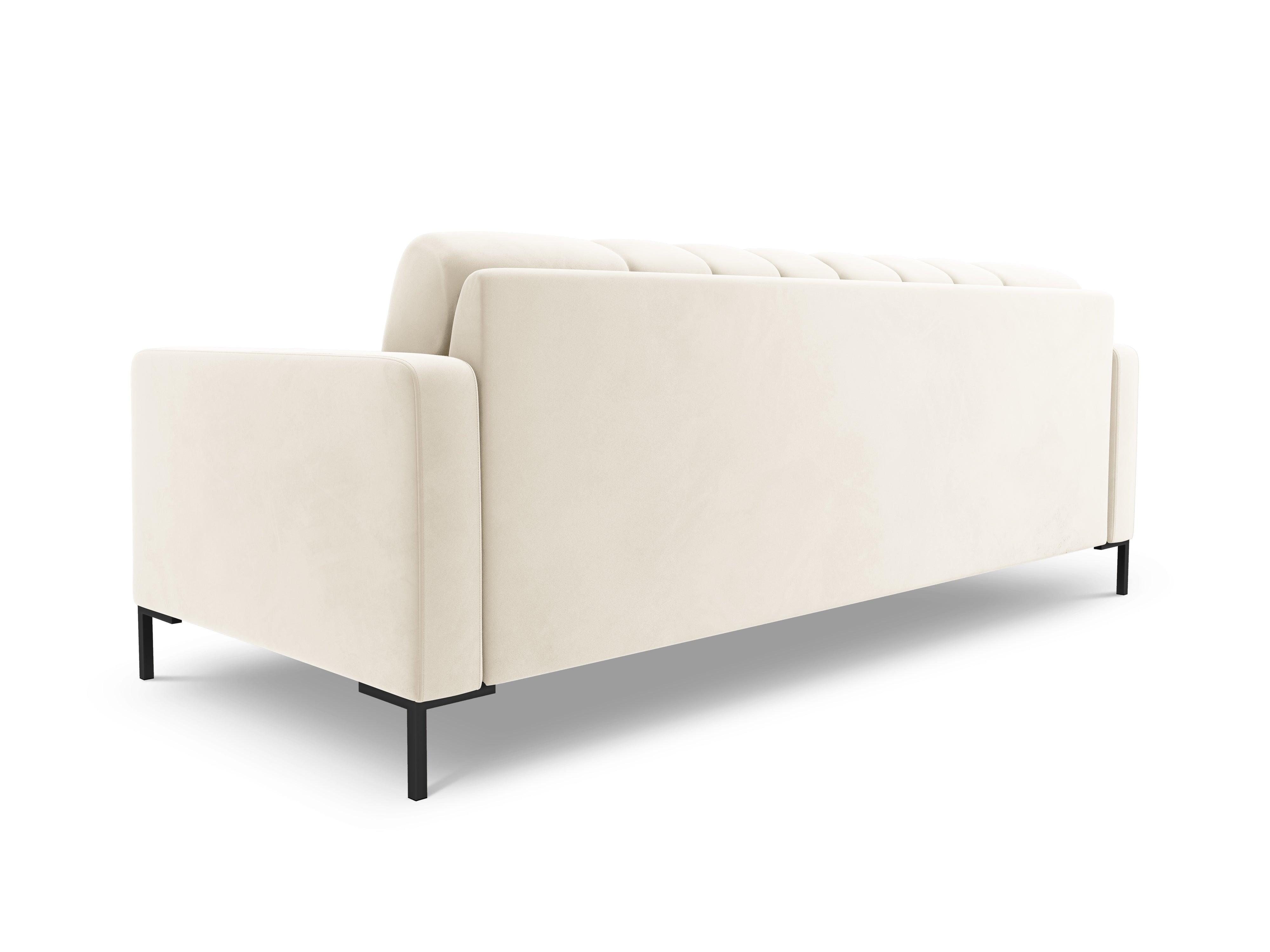 Sofa aksamitna 4-osobowa BALI jasnobeżowy z czarną podstawą Cosmopolitan Design Eye on Design