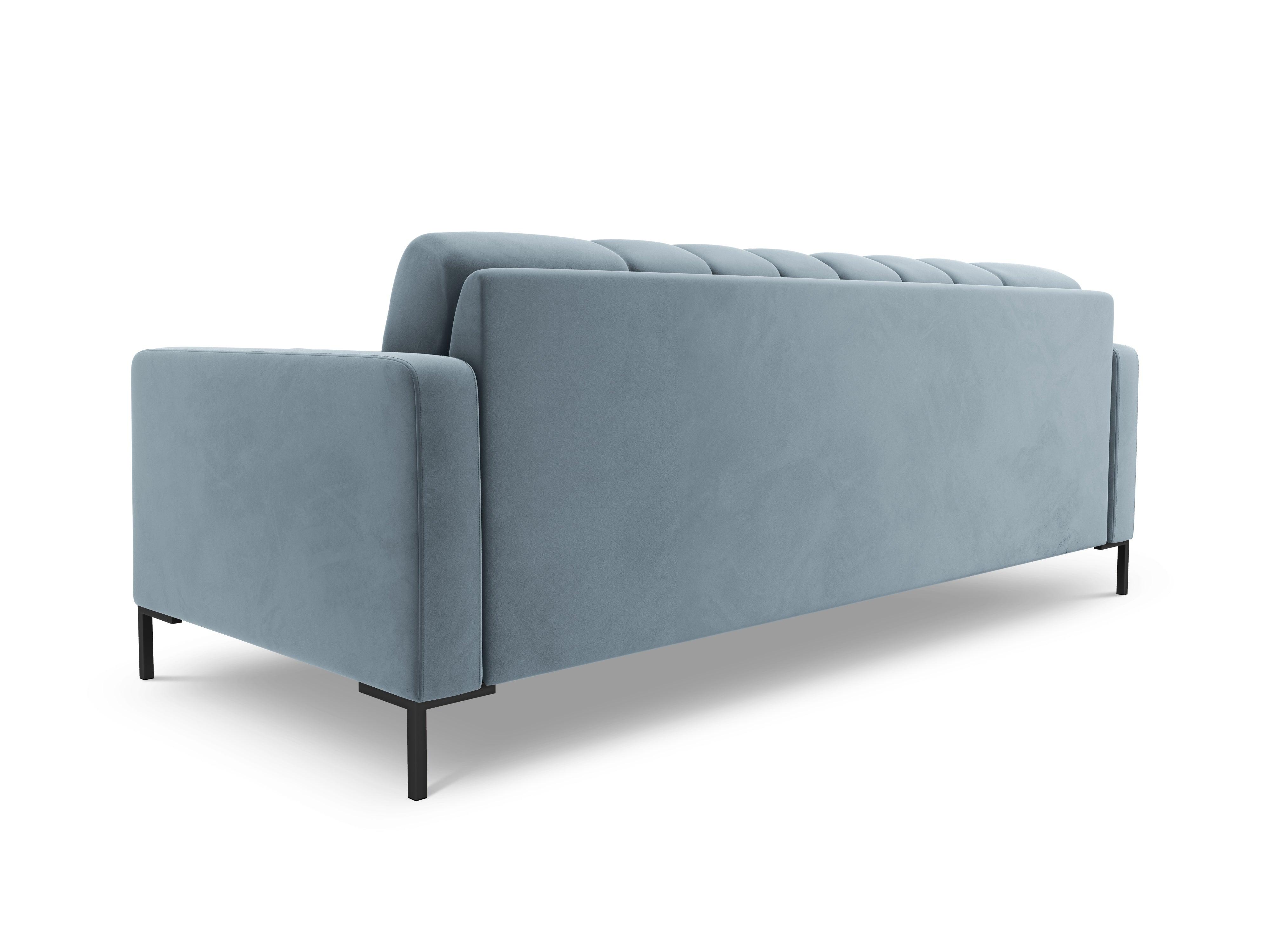 Sofa aksamitna 4-osobowa BALI jasnoniebieski z czarną podstawą – Cosmopolitan Design