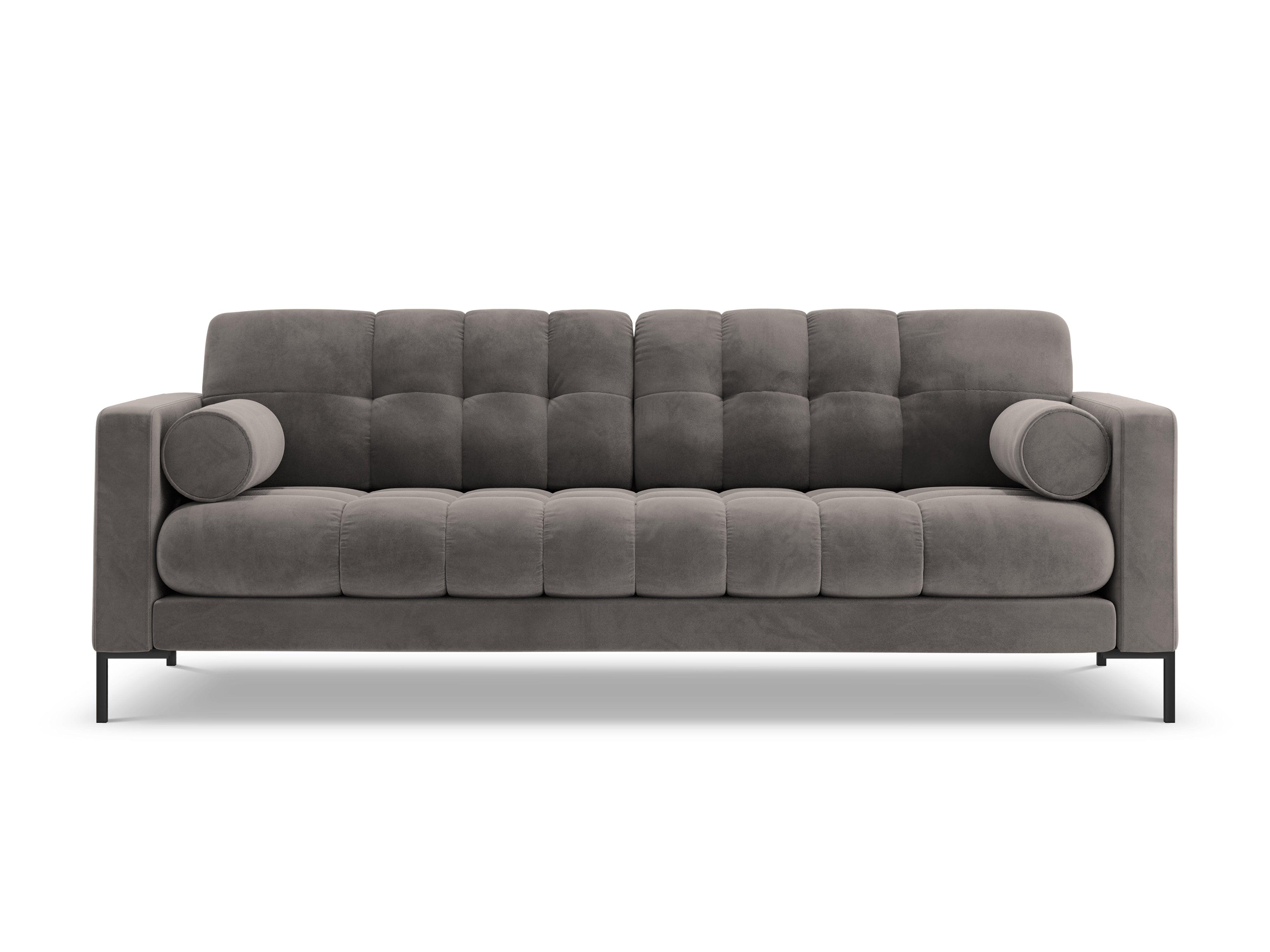 Sofa aksamitna 4-osobowa BALI jasnoszary z czarną podstawą Cosmopolitan Design Eye on Design