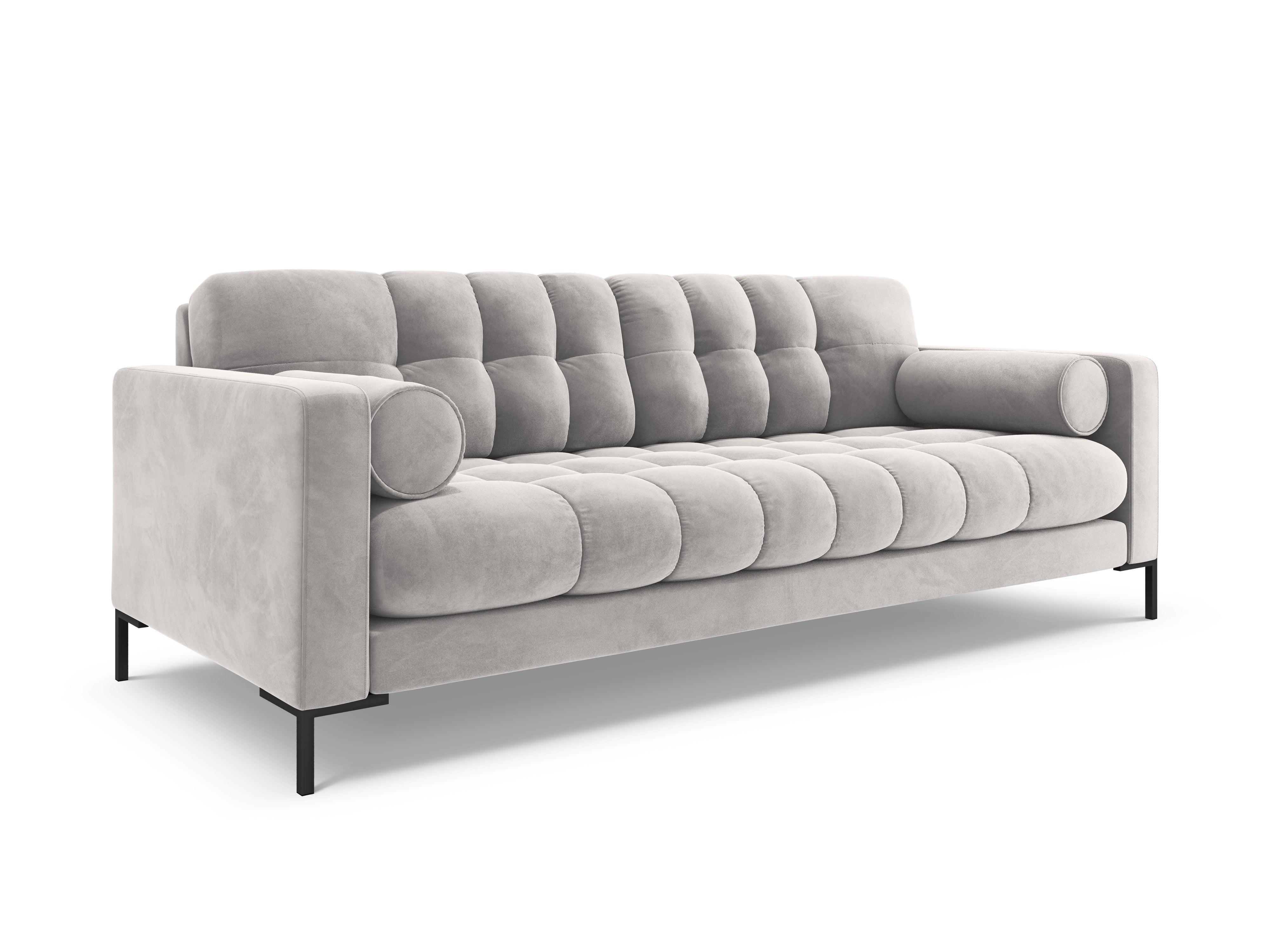 Sofa aksamitna 4-osobowa BALI srebrny z czarną podstawą Cosmopolitan Design Eye on Design