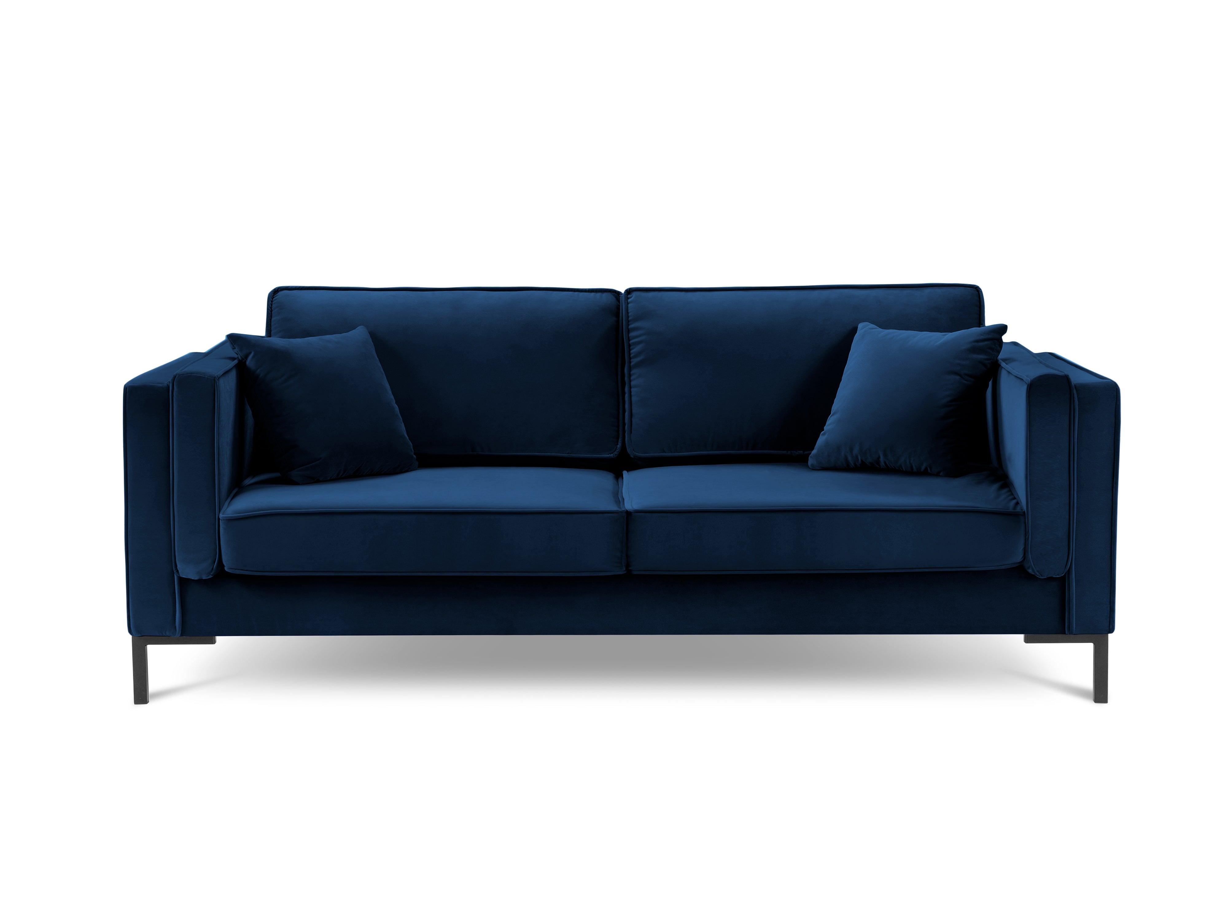 Sofa aksamitna 4-osobowa LUIS granat królewski z czarną podstawą Milo Casa Eye on Design