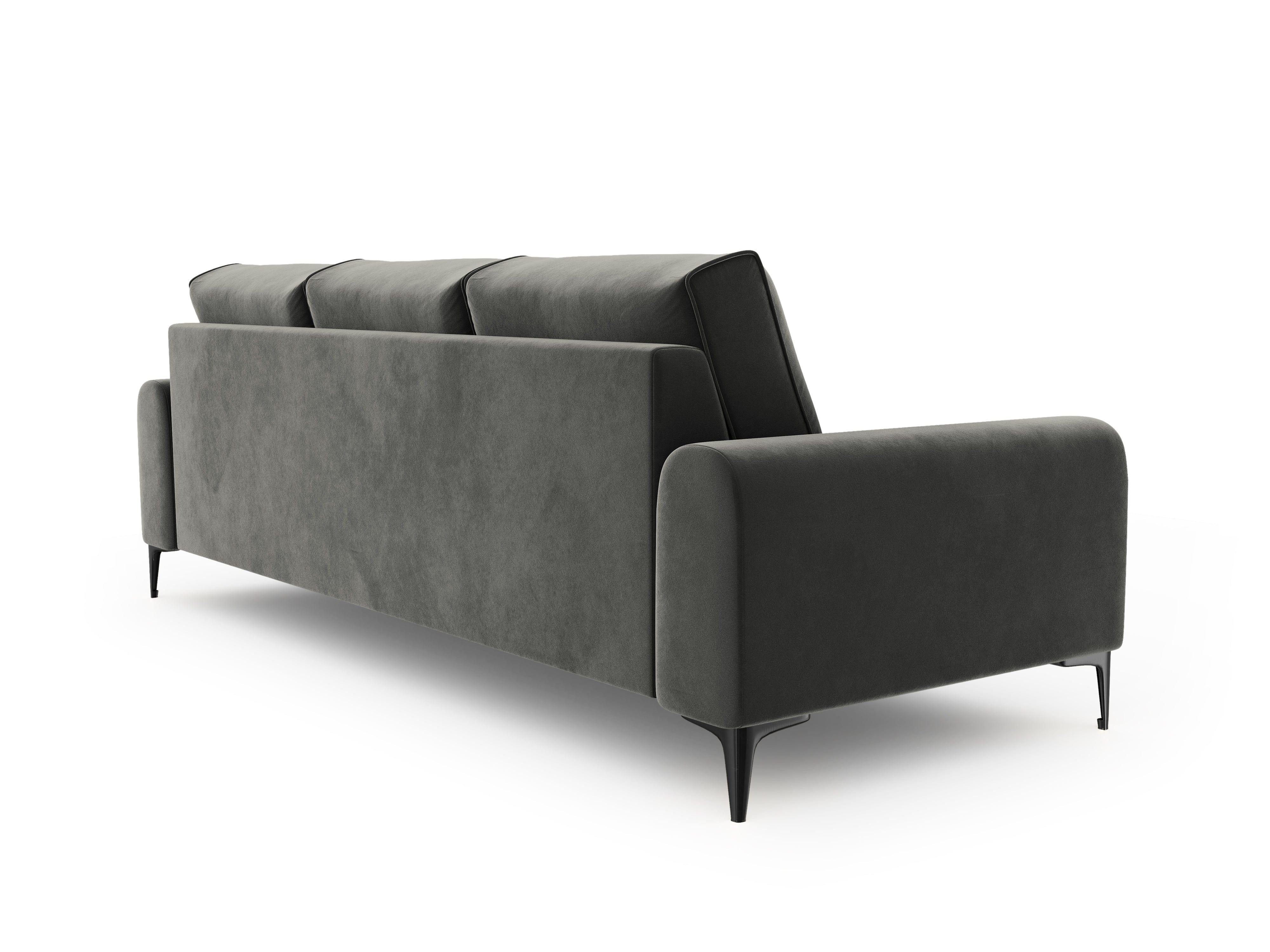 Sofa aksamitna 4-osobowa MADARA ciemnoszary z czarną podstawą Mazzini Sofas Eye on Design