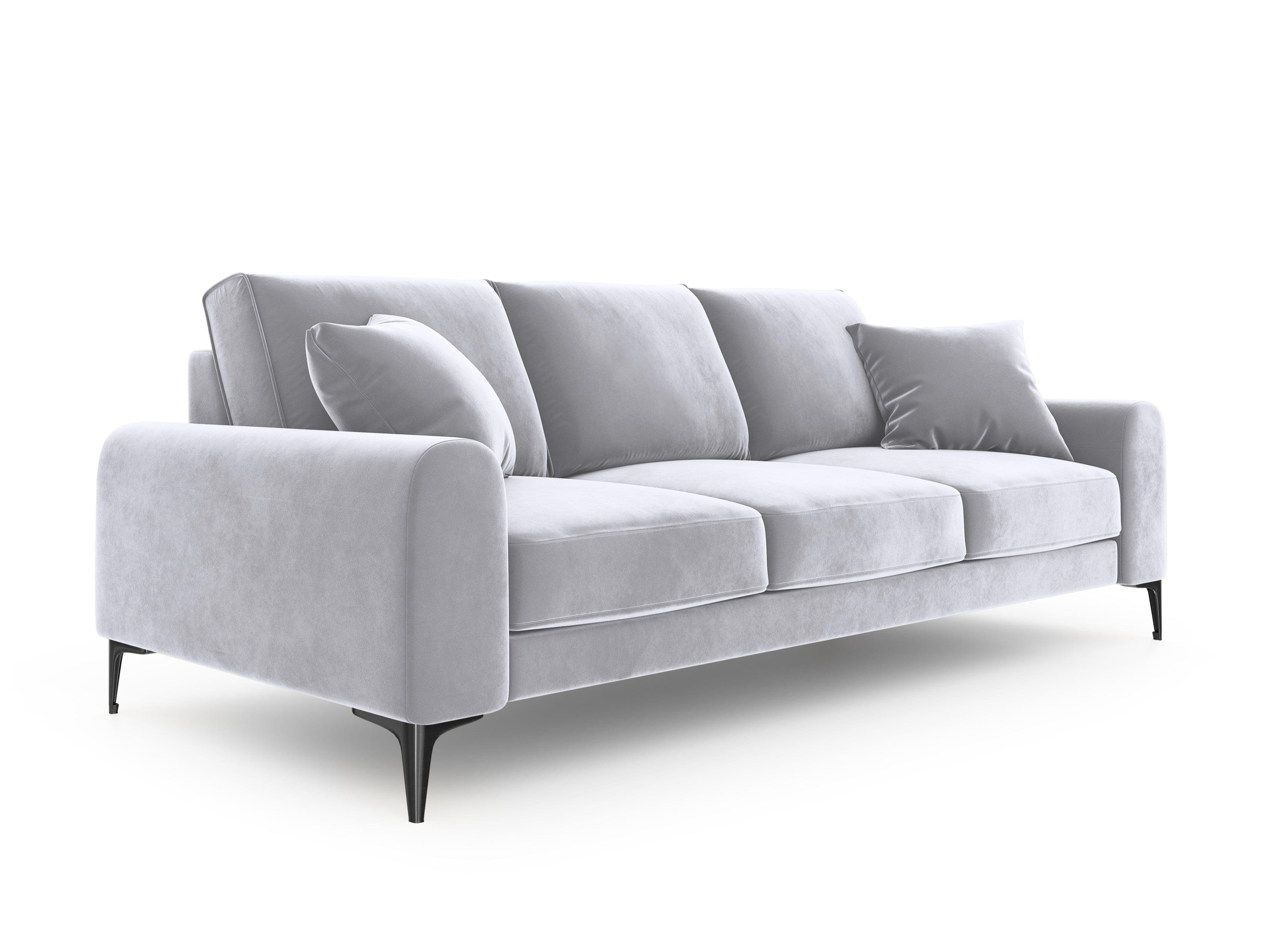 Sofa aksamitna 4-osobowa MADARA srebrny z czarną podstawą Mazzini Sofas Eye on Design