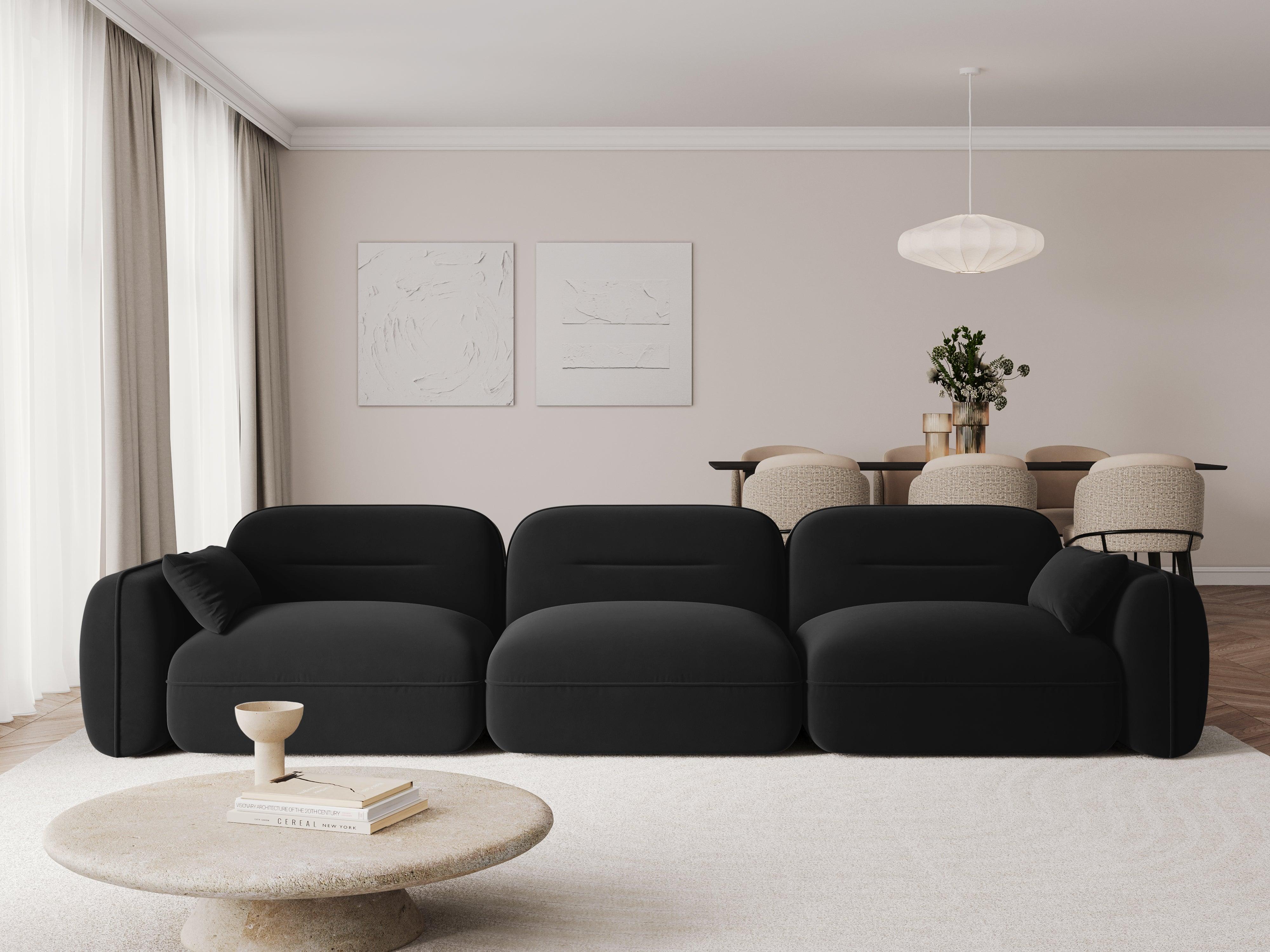 Sofa aksamitna 4-osobowa SYDNEY czarny – Cosmopolitan Design