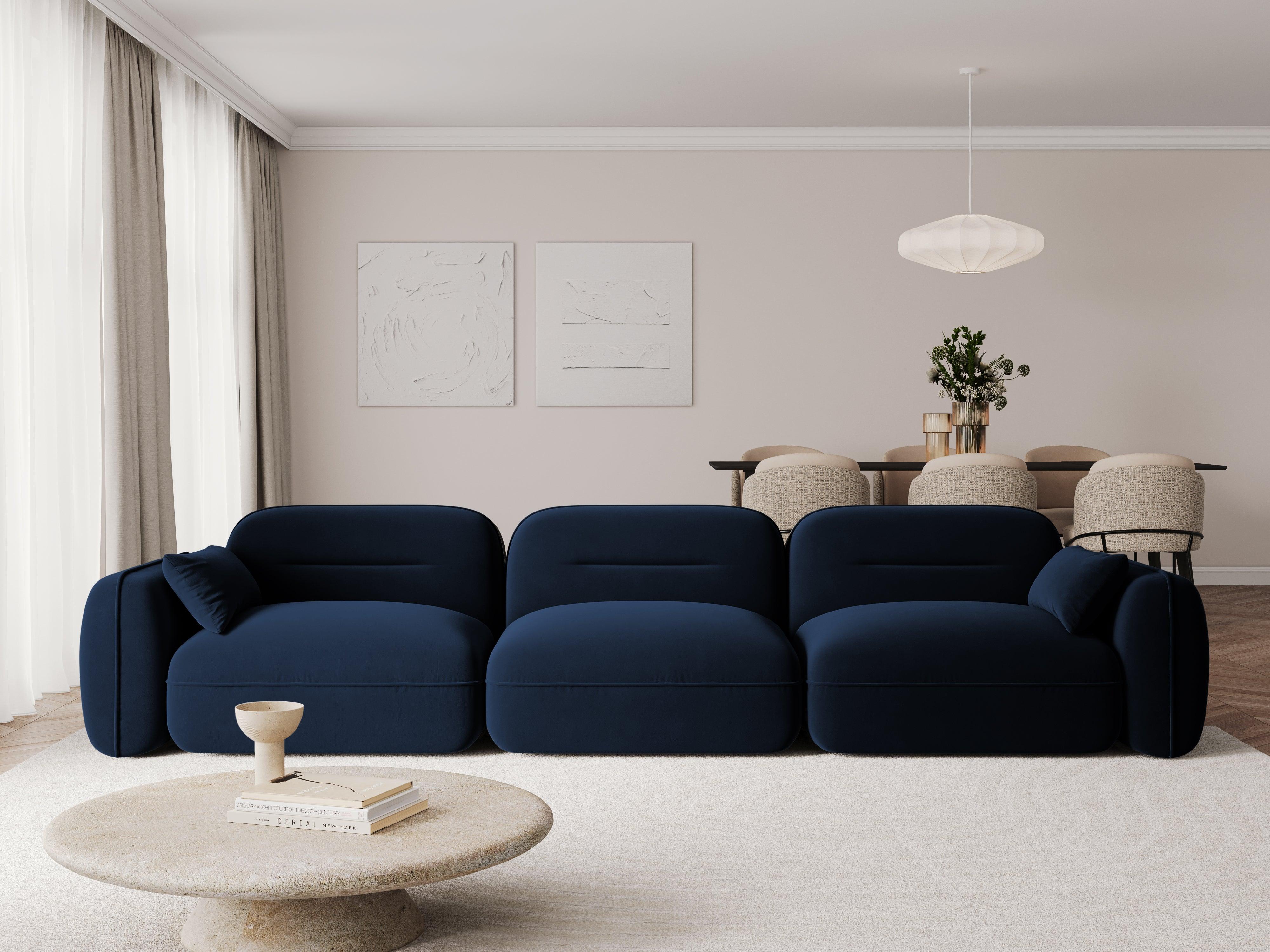 Sofa aksamitna 4-osobowa SYDNEY granat królewski – Cosmopolitan Design