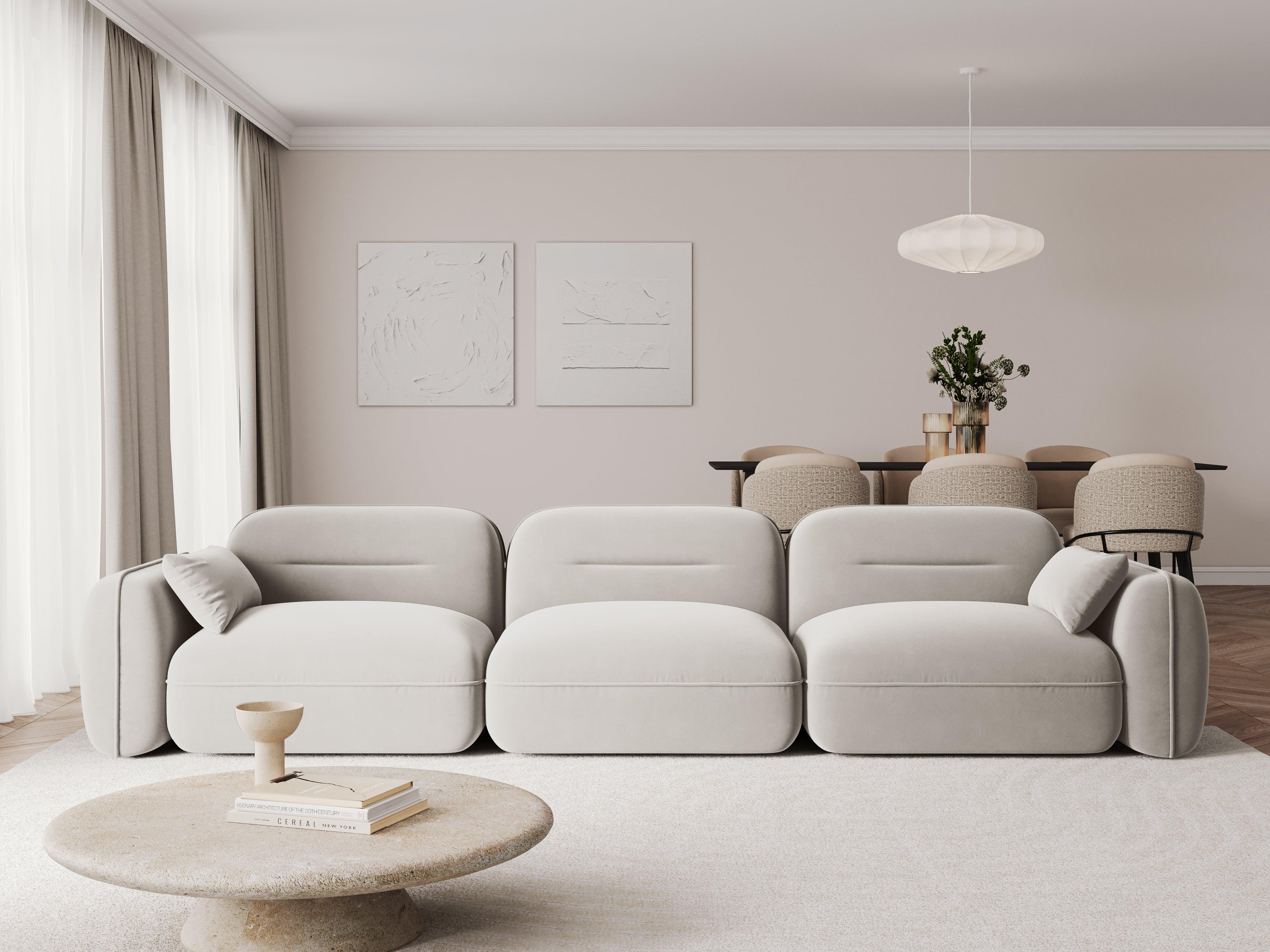 Sofa aksamitna 4-osobowa SYDNEY kość słoniowa – Cosmopolitan Design