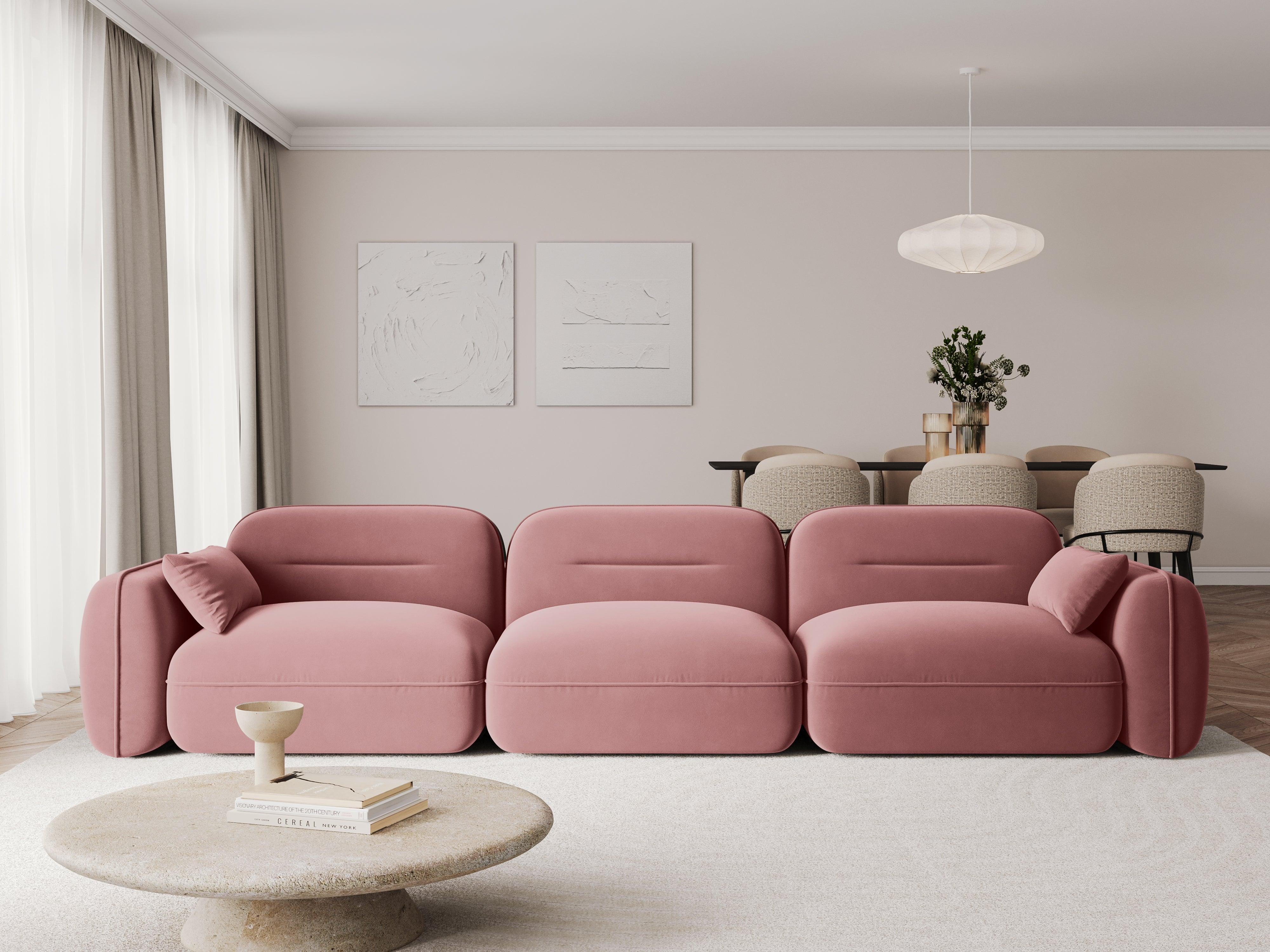 Sofa aksamitna 4-osobowa SYDNEY łososiowy – Cosmopolitan Design