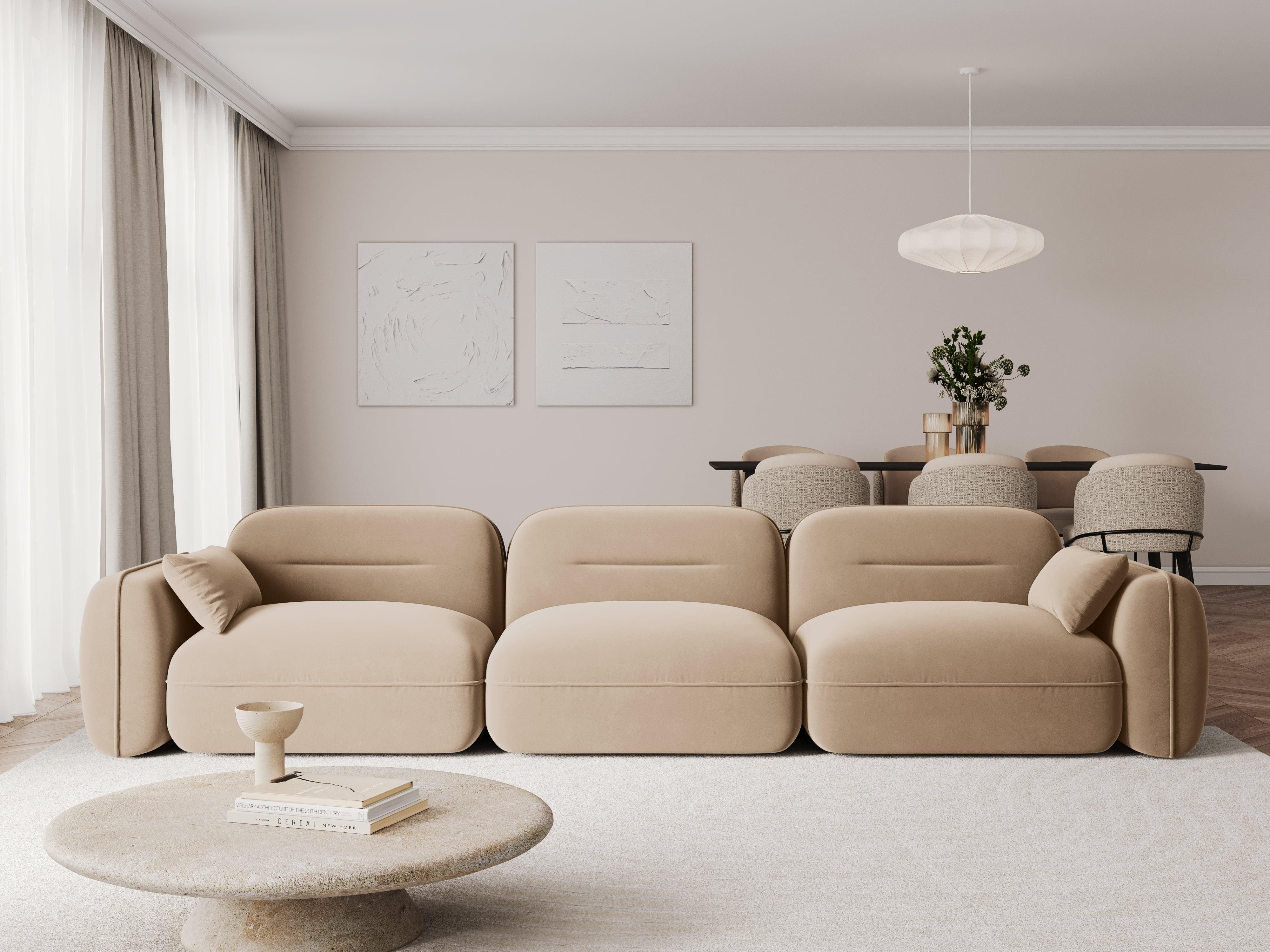 Sofa modułowa aksamitna 4-osobowa SYDNEY piaskowy Cosmopolitan Design Eye on Design