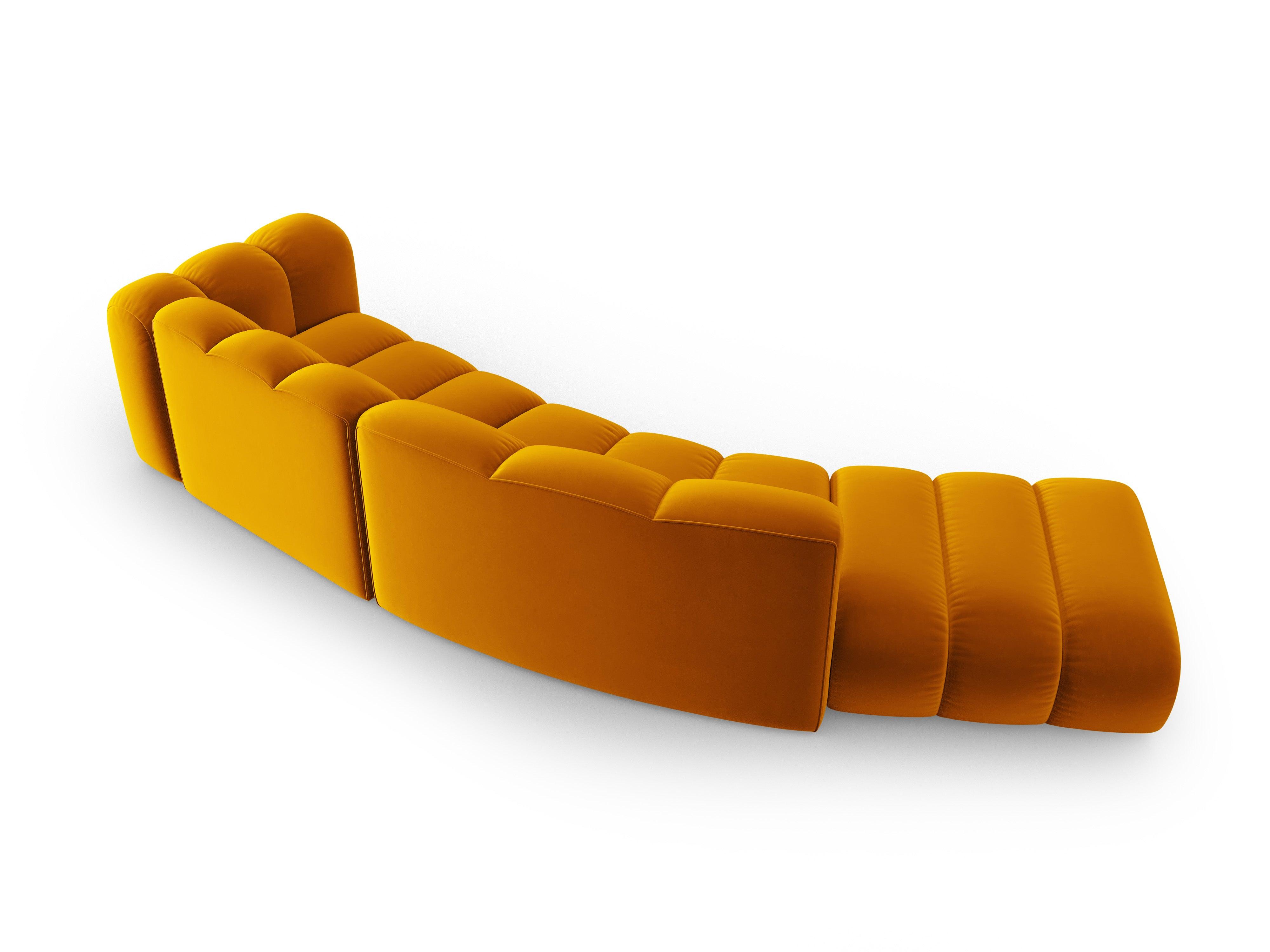 Sofa aksamitna 5-osobowa lewostronna SKYLER musztardowy Interieurs 86 Eye on Design