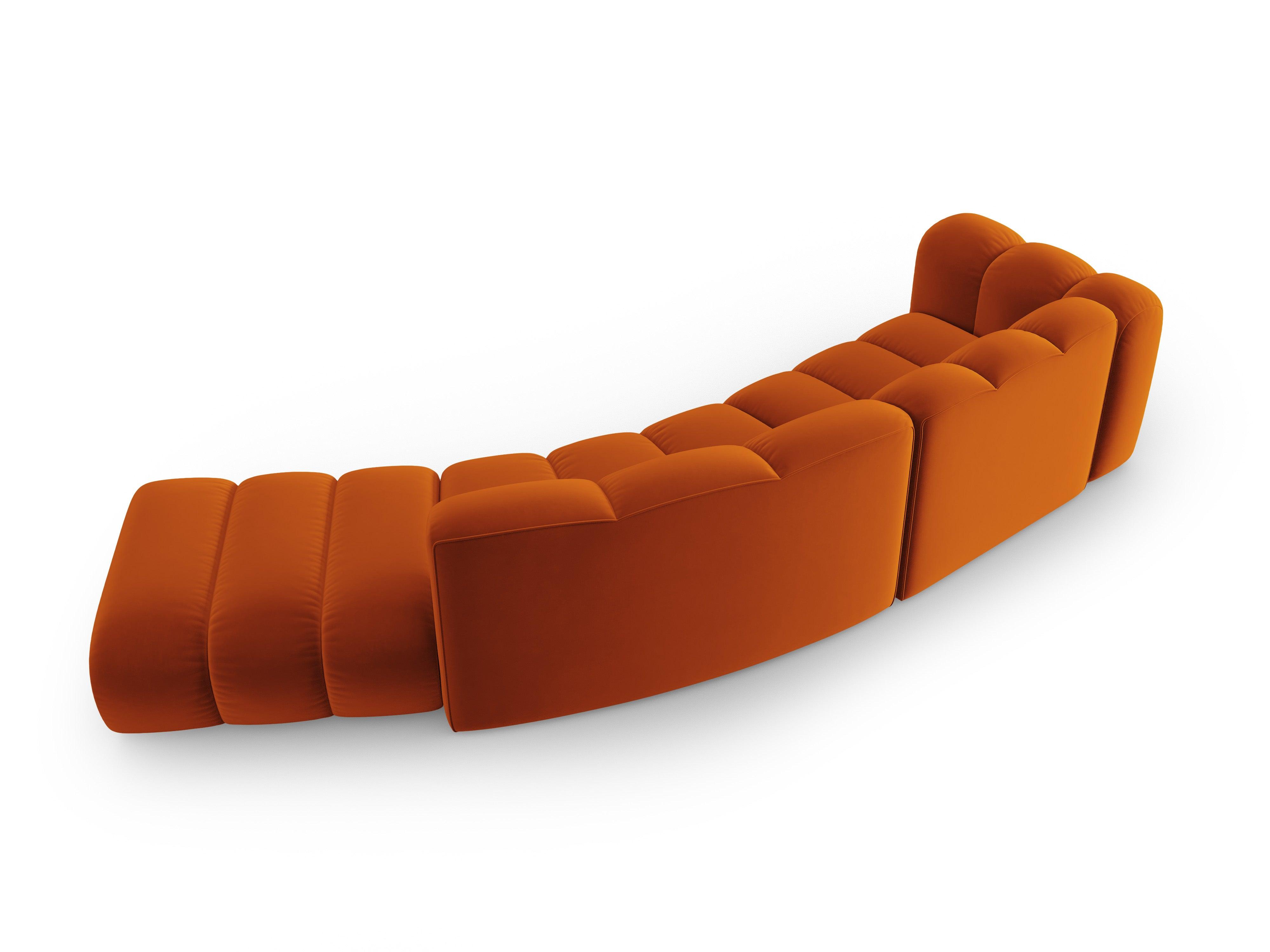 Sofa aksamitna 5-osobowa prawostronna LUPINE ceglany – Micadoni