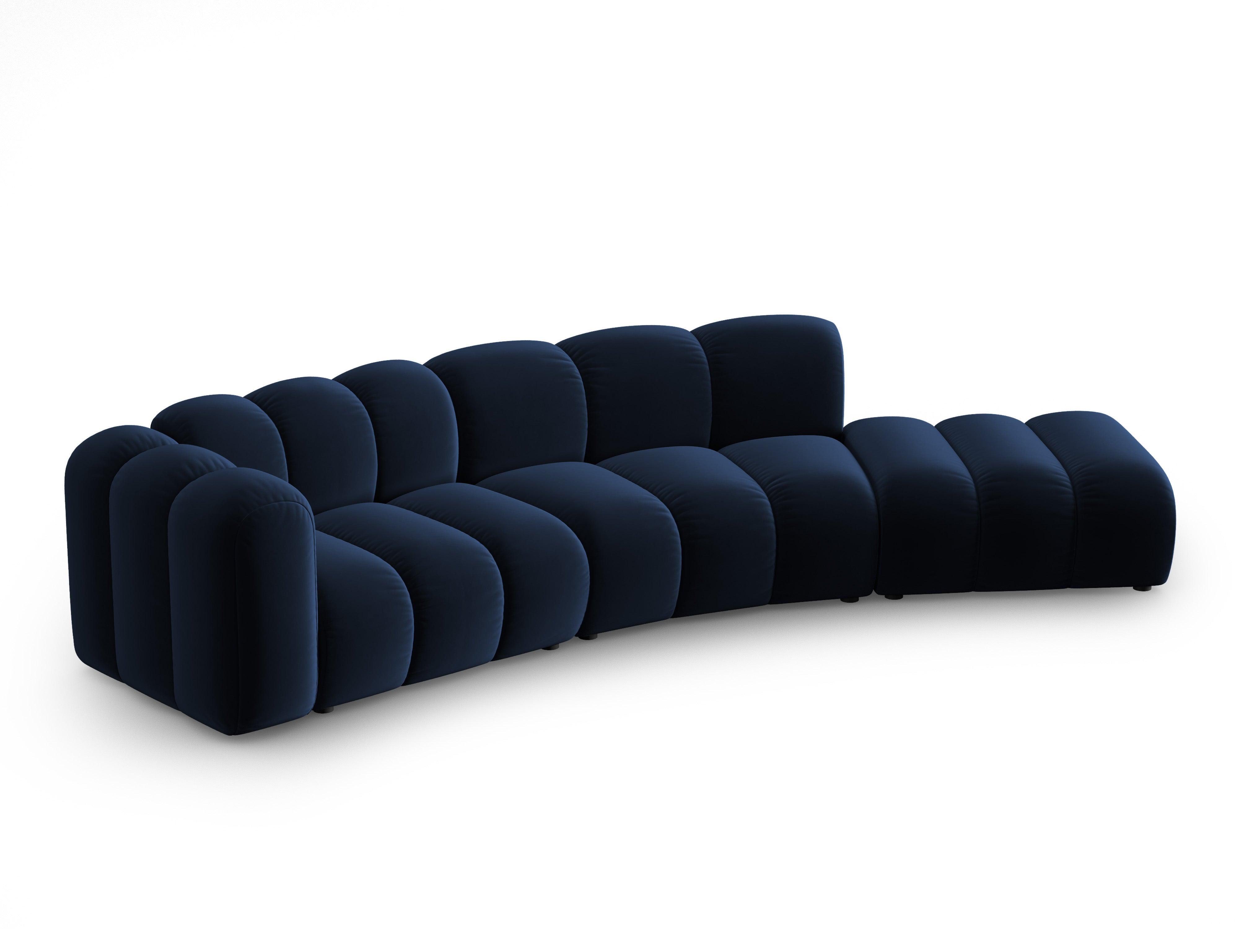 Sofa aksamitna 5-osobowa prawostronna LUPINE granatowy – Micadoni