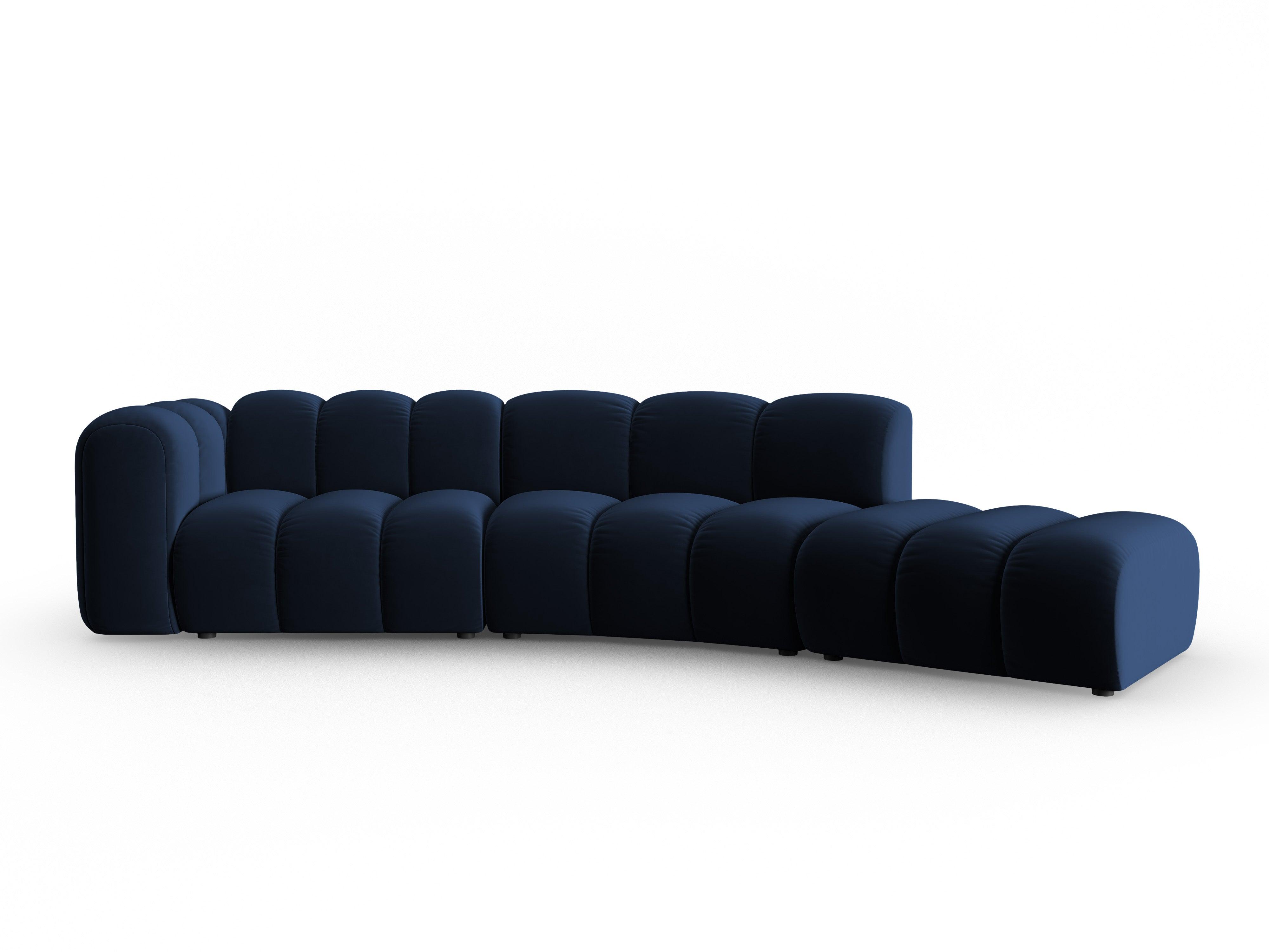 Sofa aksamitna 5-osobowa prawostronna LUPINE granatowy – Micadoni
