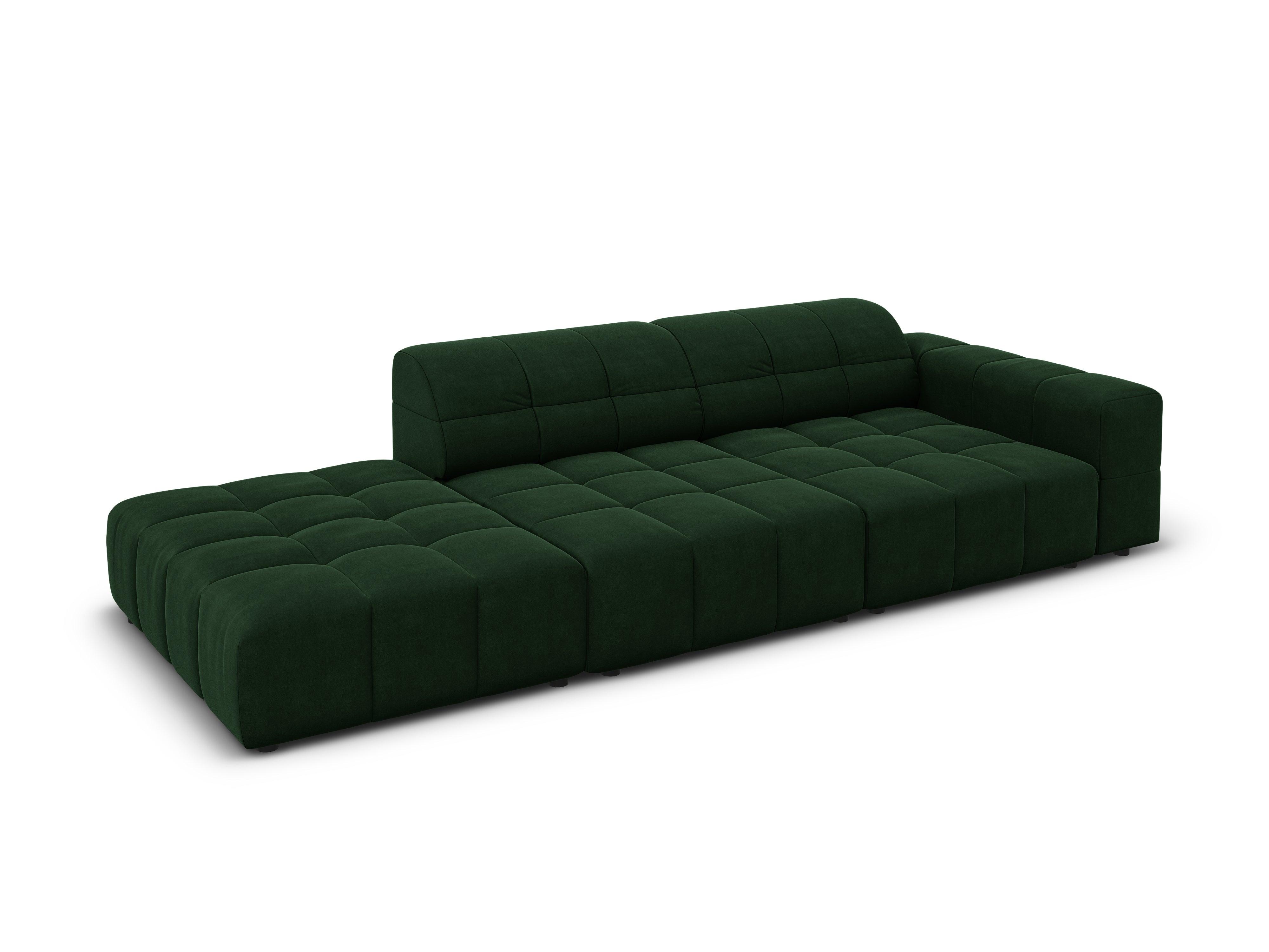 Sofa aksamitna lewostronna 3-osobowa CHICAGO butelkowa zieleń Cosmopolitan Design Eye on Design