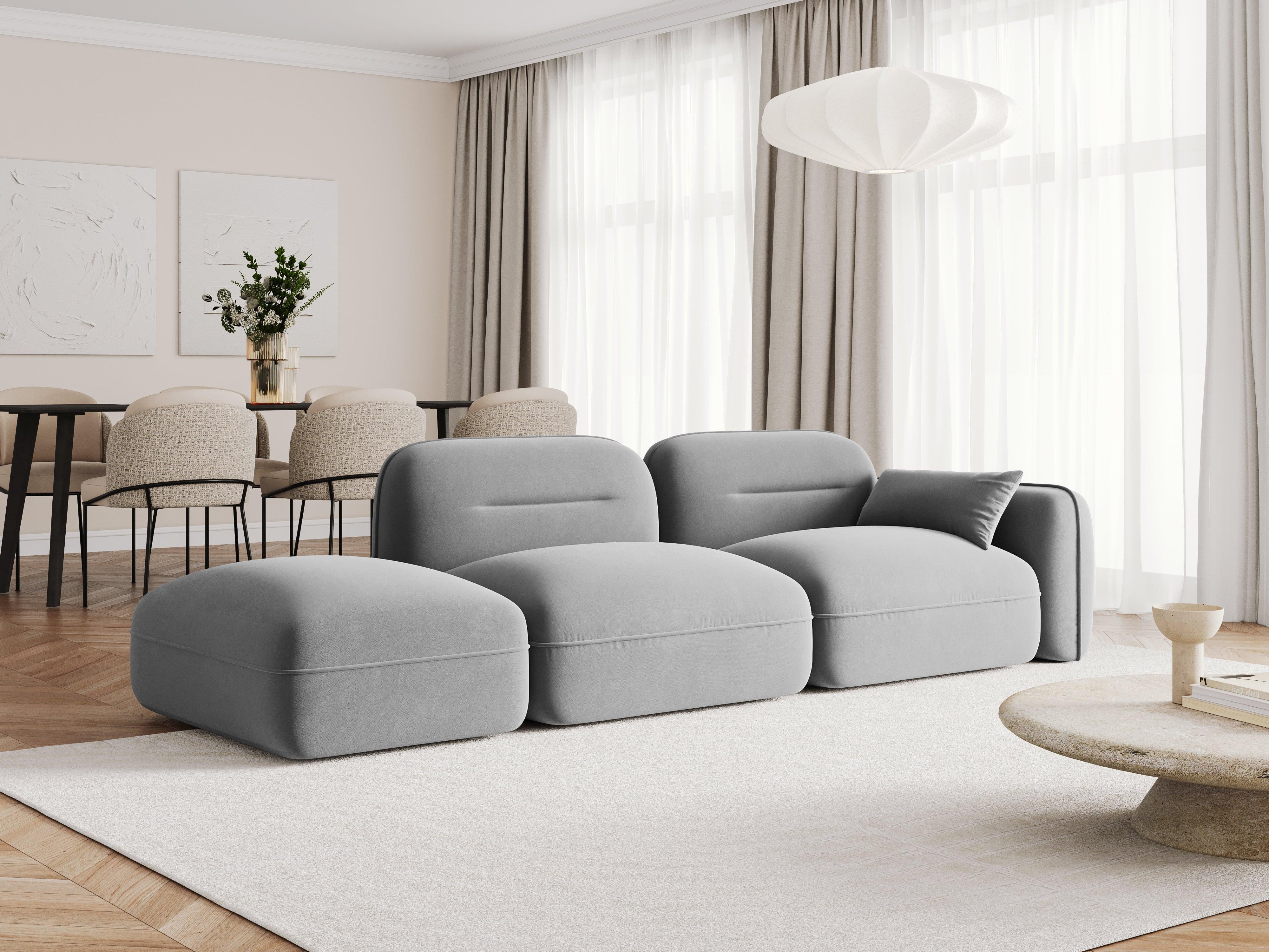 Sofa modułowa aksamitna lewostronna 3-osobowa SYDNEY jasnoszary Cosmopolitan Design Eye on Design