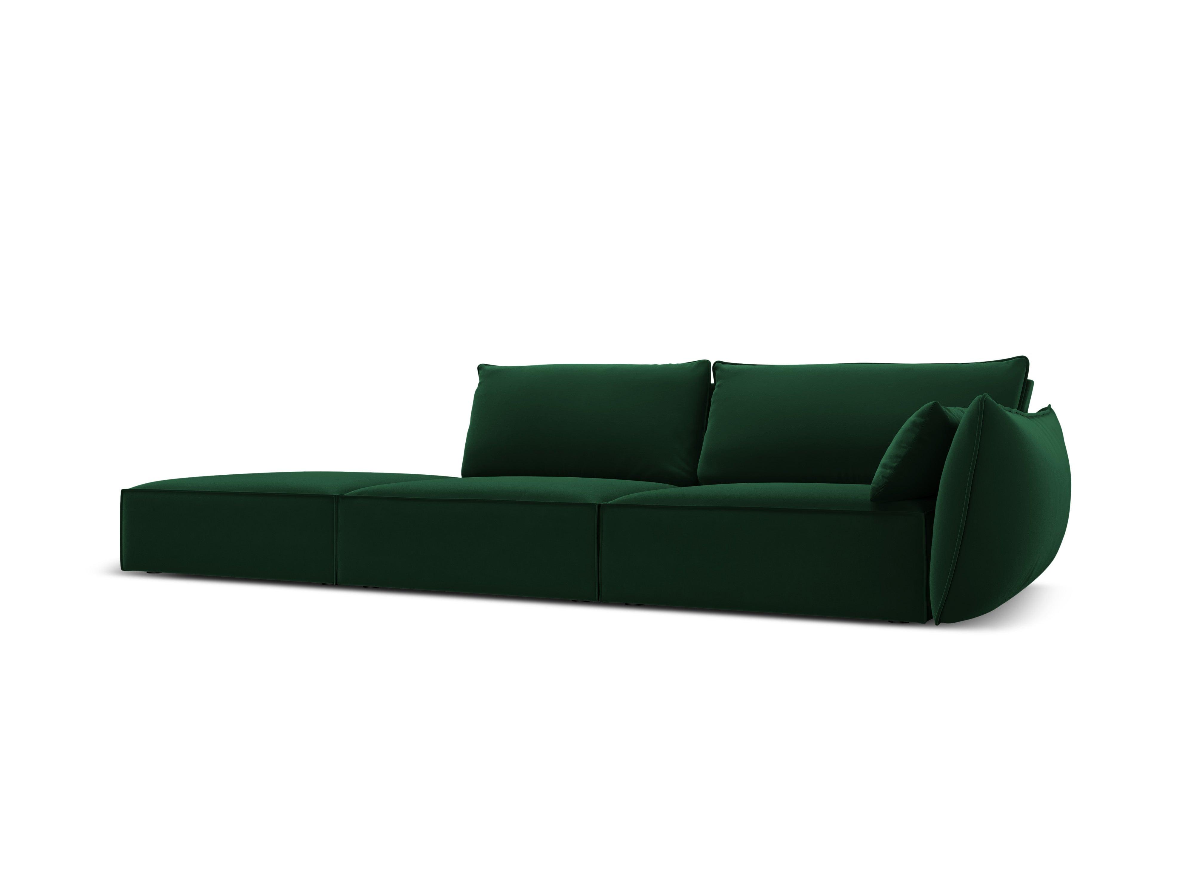 Sofa aksamitna lewostronna otwarta VANDA butelkowa zieleń Mazzini Sofas Eye on Design