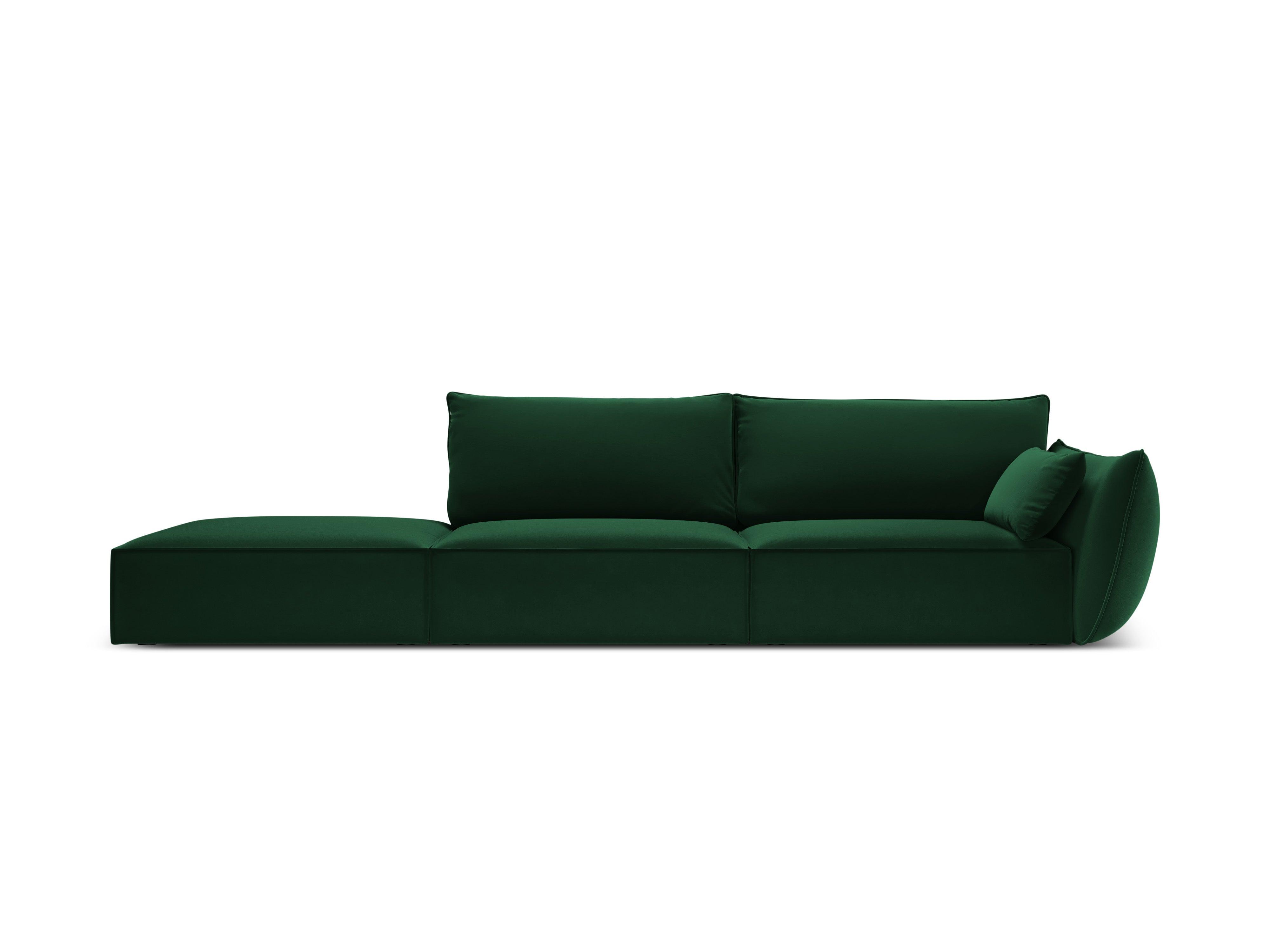 Sofa aksamitna lewostronna otwarta VANDA butelkowa zieleń Mazzini Sofas Eye on Design