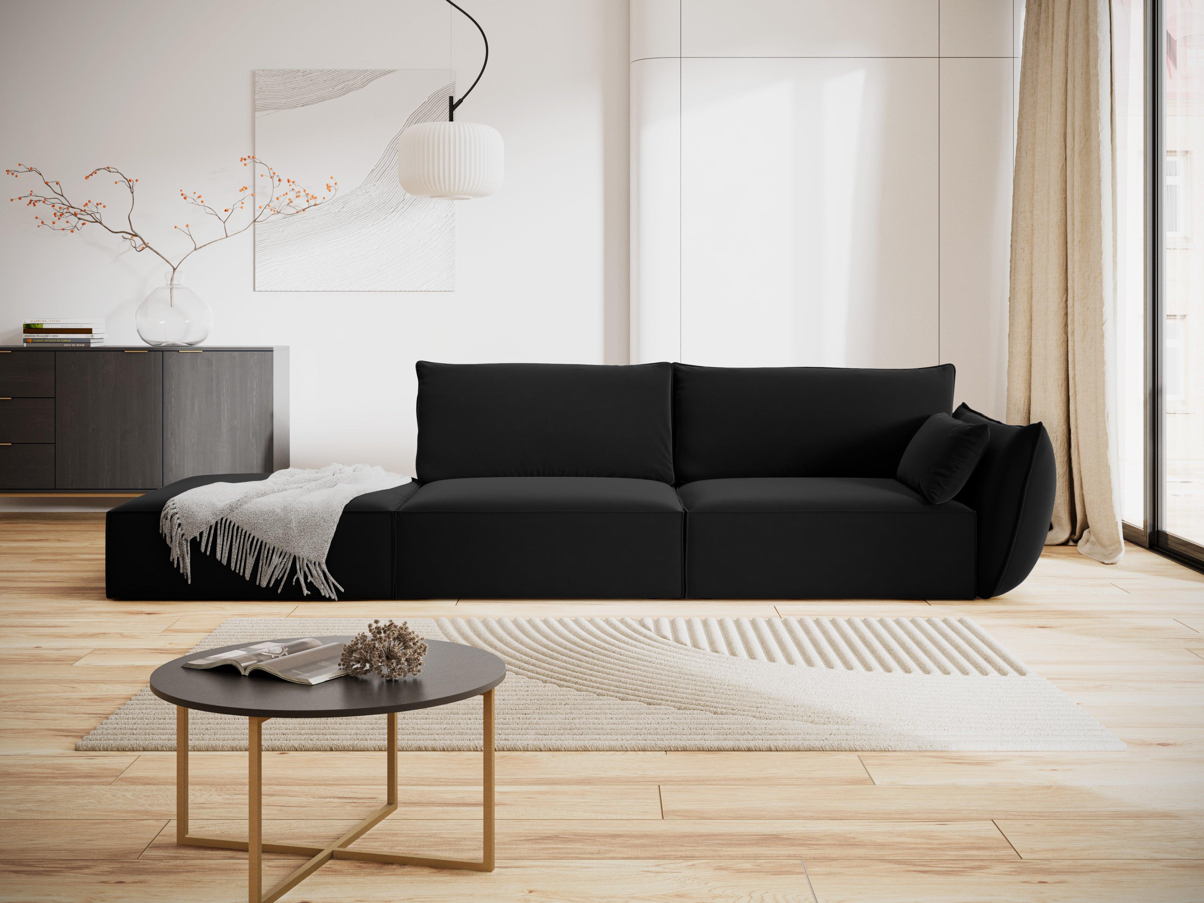 Sofa aksamitna lewostronna otwarta VANDA czarny Mazzini Sofas Eye on Design