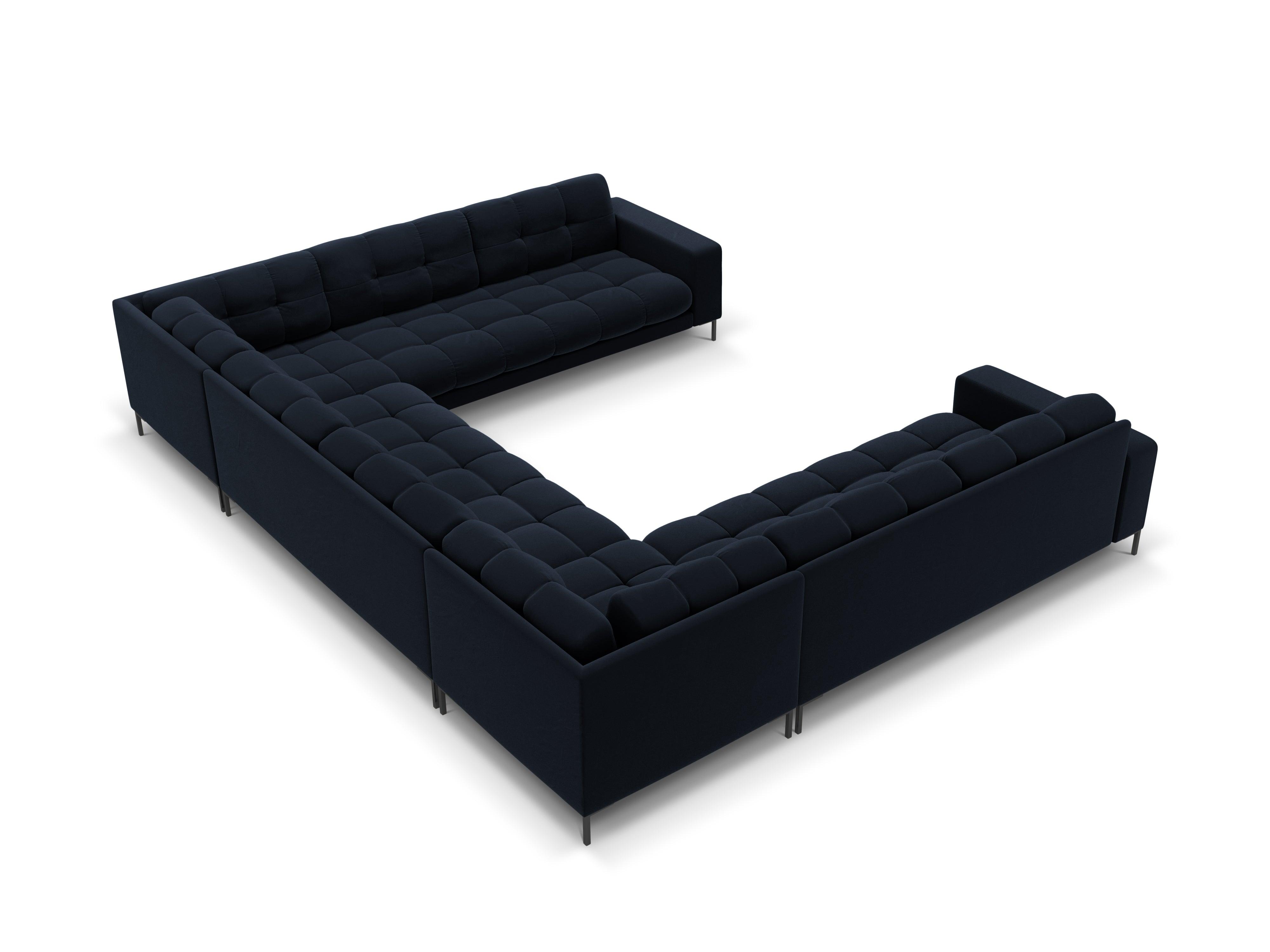 Sofa aksamitna panoramiczna 9-osobowa BALI ciemnoniebieski z czarną podstawą Cosmopolitan Design Eye on Design
