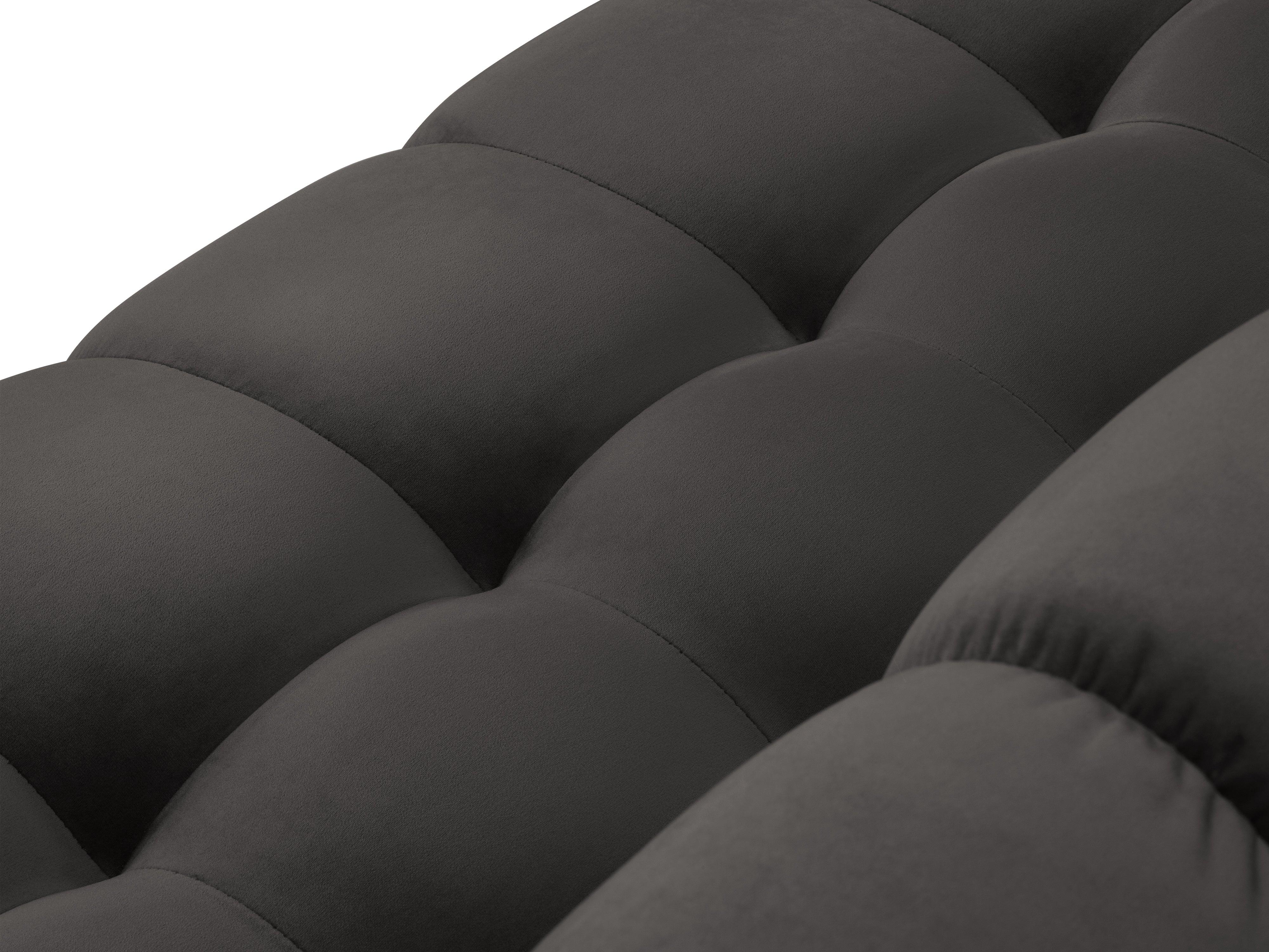 Sofa aksamitna panoramiczna lewostronna 7-osobowa BALI ciemnoszary z czarną podstawą Cosmopolitan Design Eye on Design