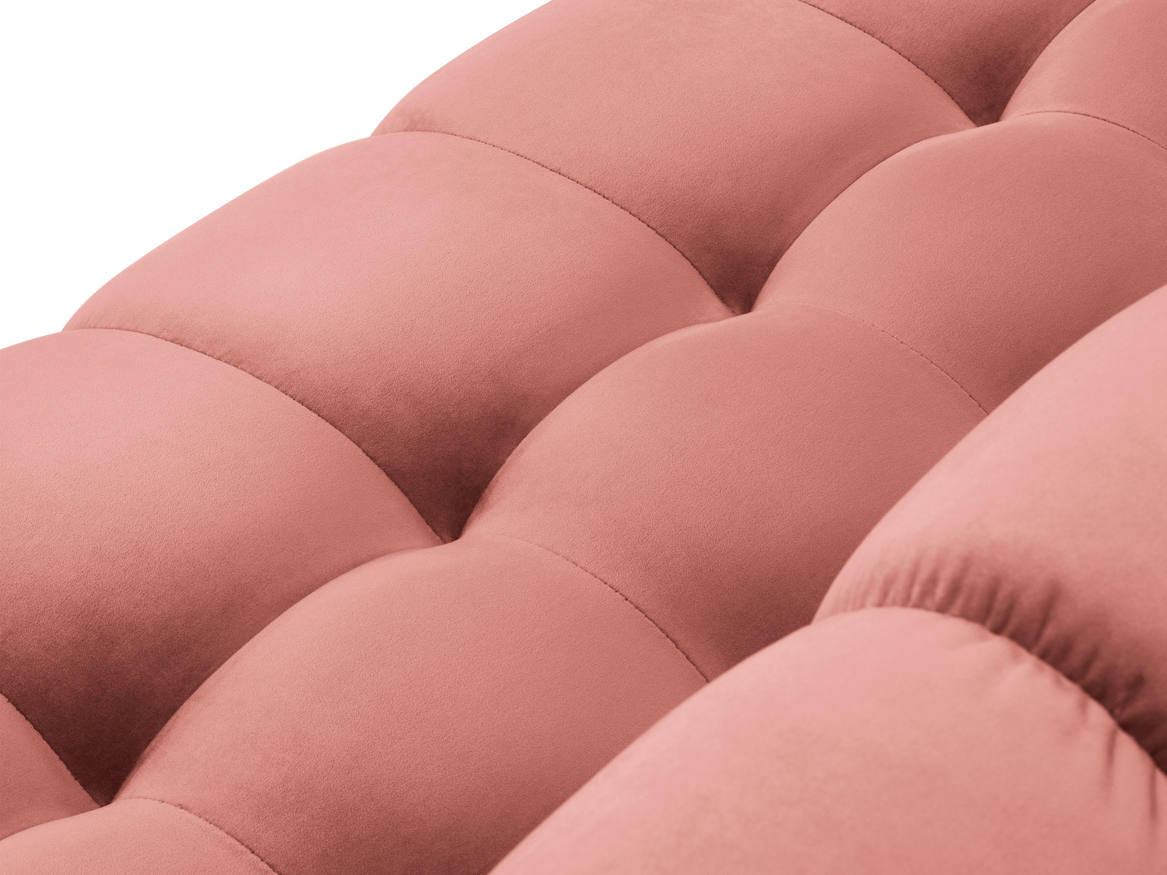 Sofa aksamitna panoramiczna lewostronna 7-osobowa BALI różowy z czarną podstawą Cosmopolitan Design Eye on Design