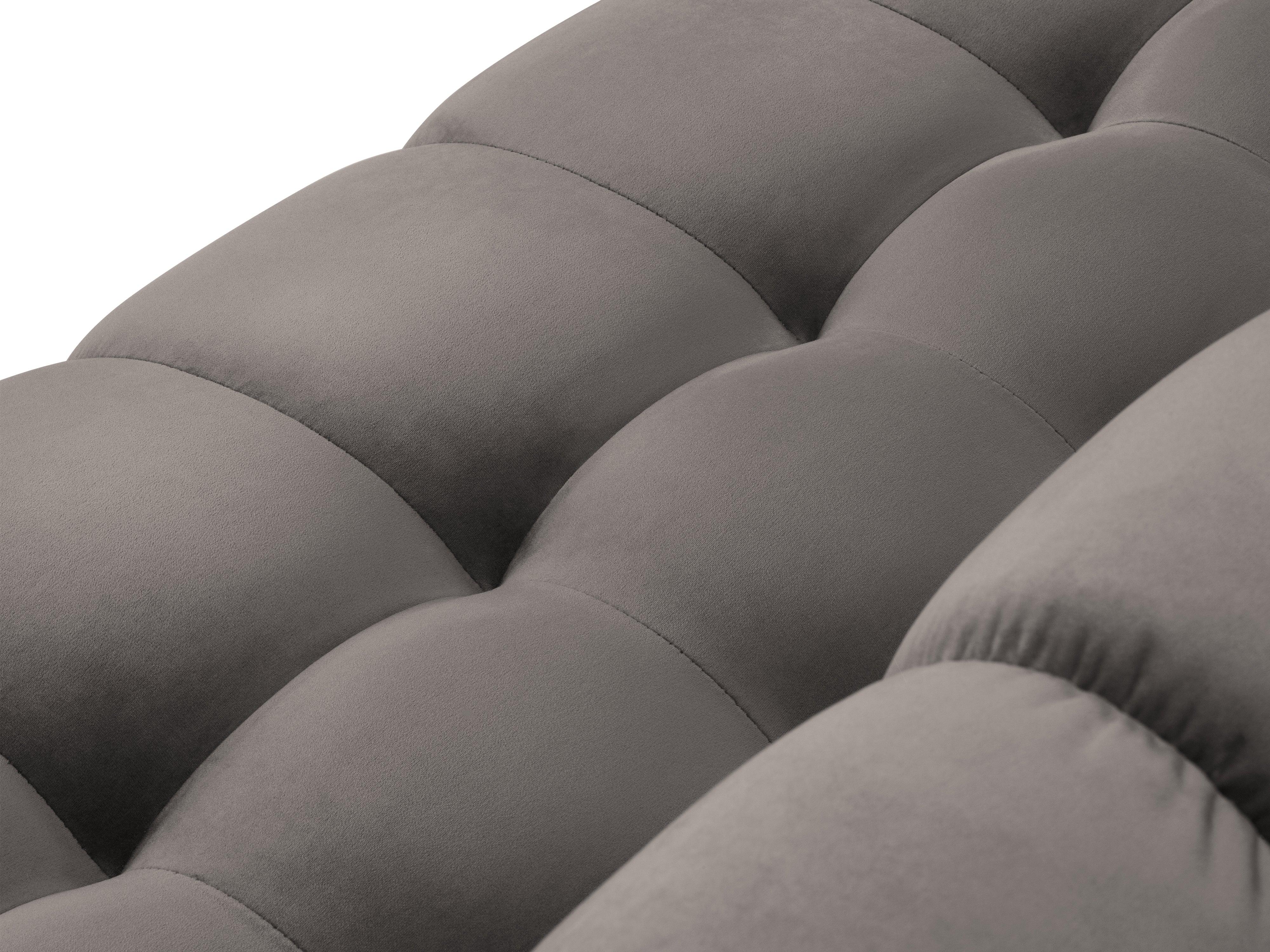Sofa aksamitna panoramiczna prawostronna 7-osobowa BALI jasnoszary z czarną podstawą – Cosmopolitan Design
