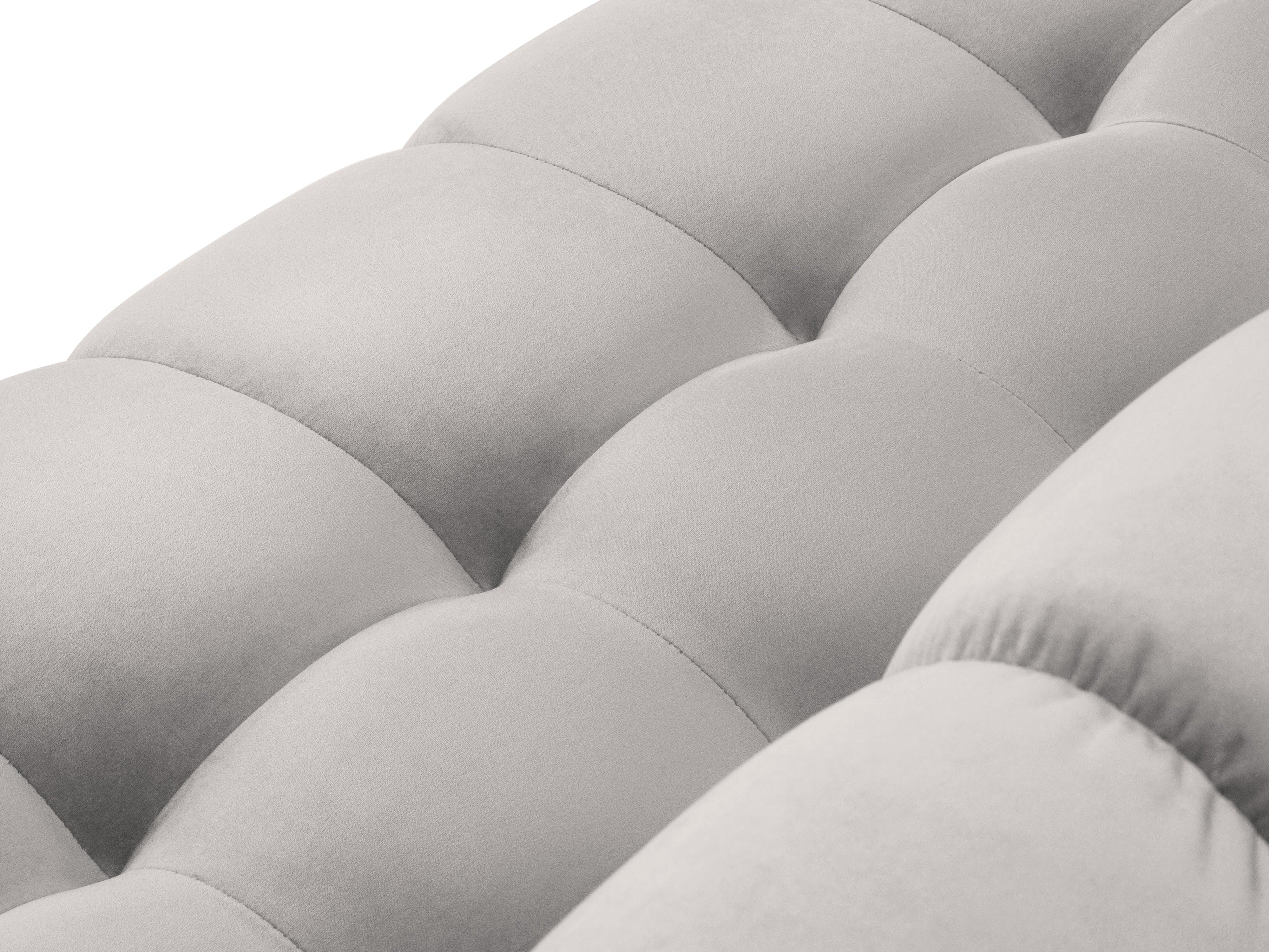 Sofa aksamitna panoramiczna prawostronna 7-osobowa BALI srebrny z czarną podstawą Cosmopolitan Design Eye on Design