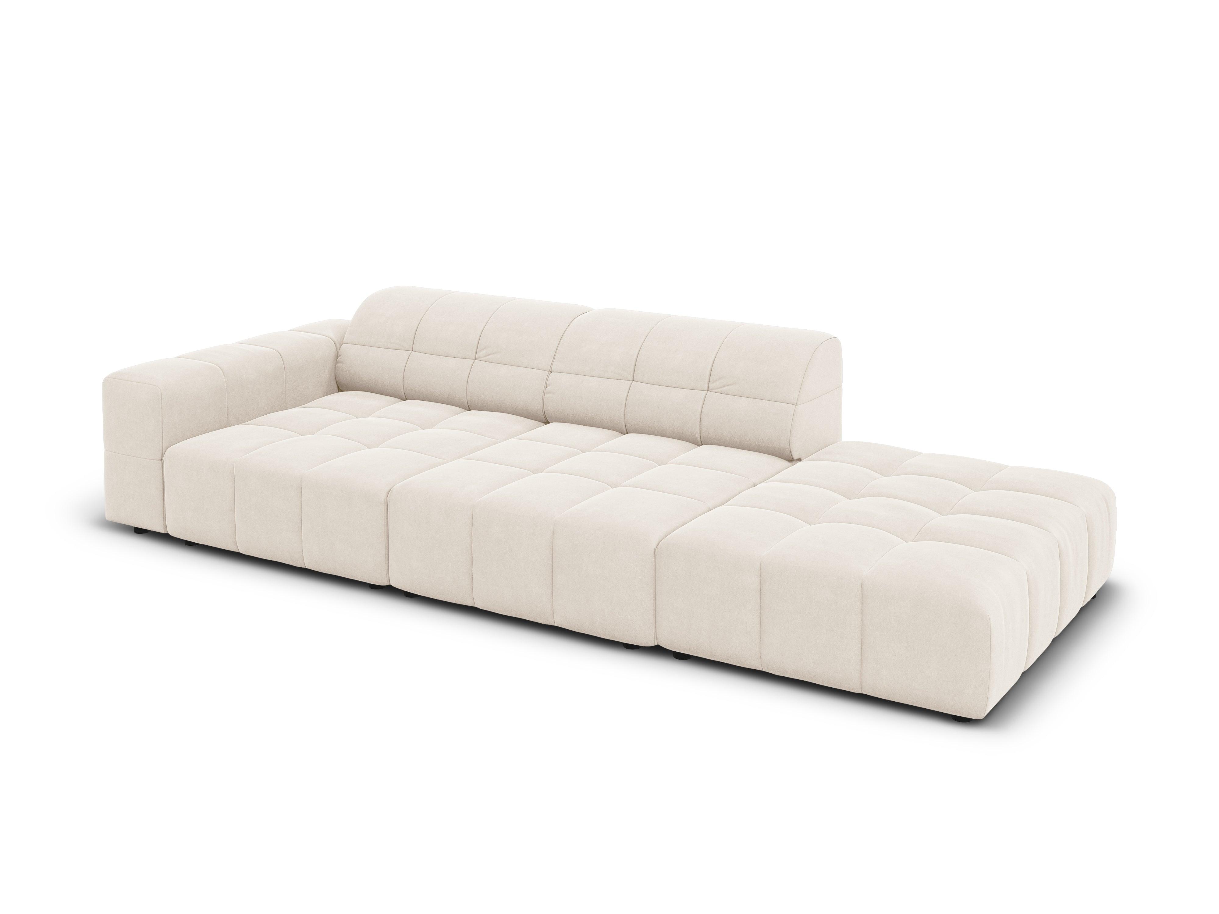 Sofa aksamitna prawostronna 3-osobowa CHICAGO jasnobeżowy Cosmopolitan Design Eye on Design