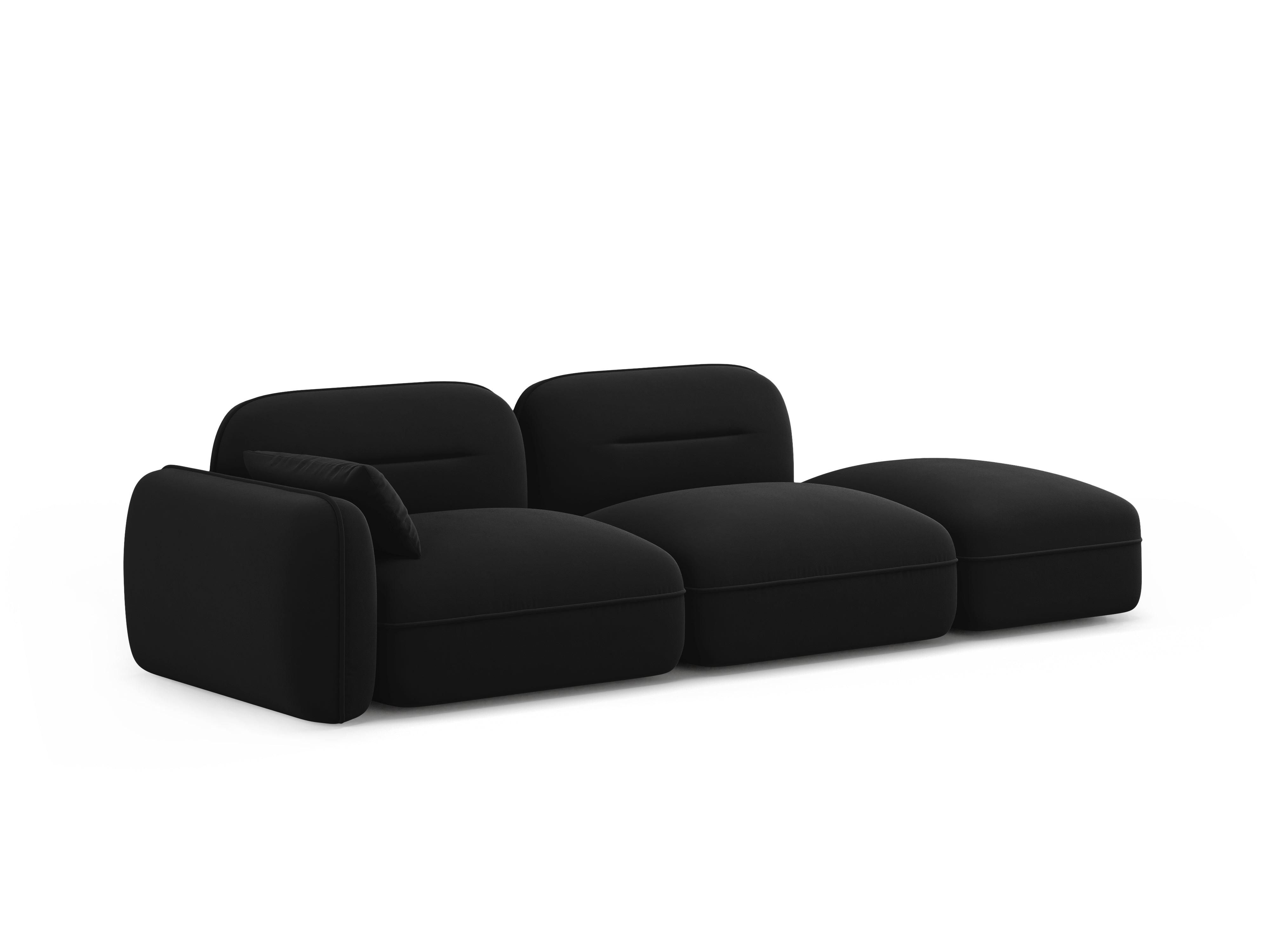 Sofa aksamitna prawostronna 3-osobowa SYDNEY czarny – Cosmopolitan Design