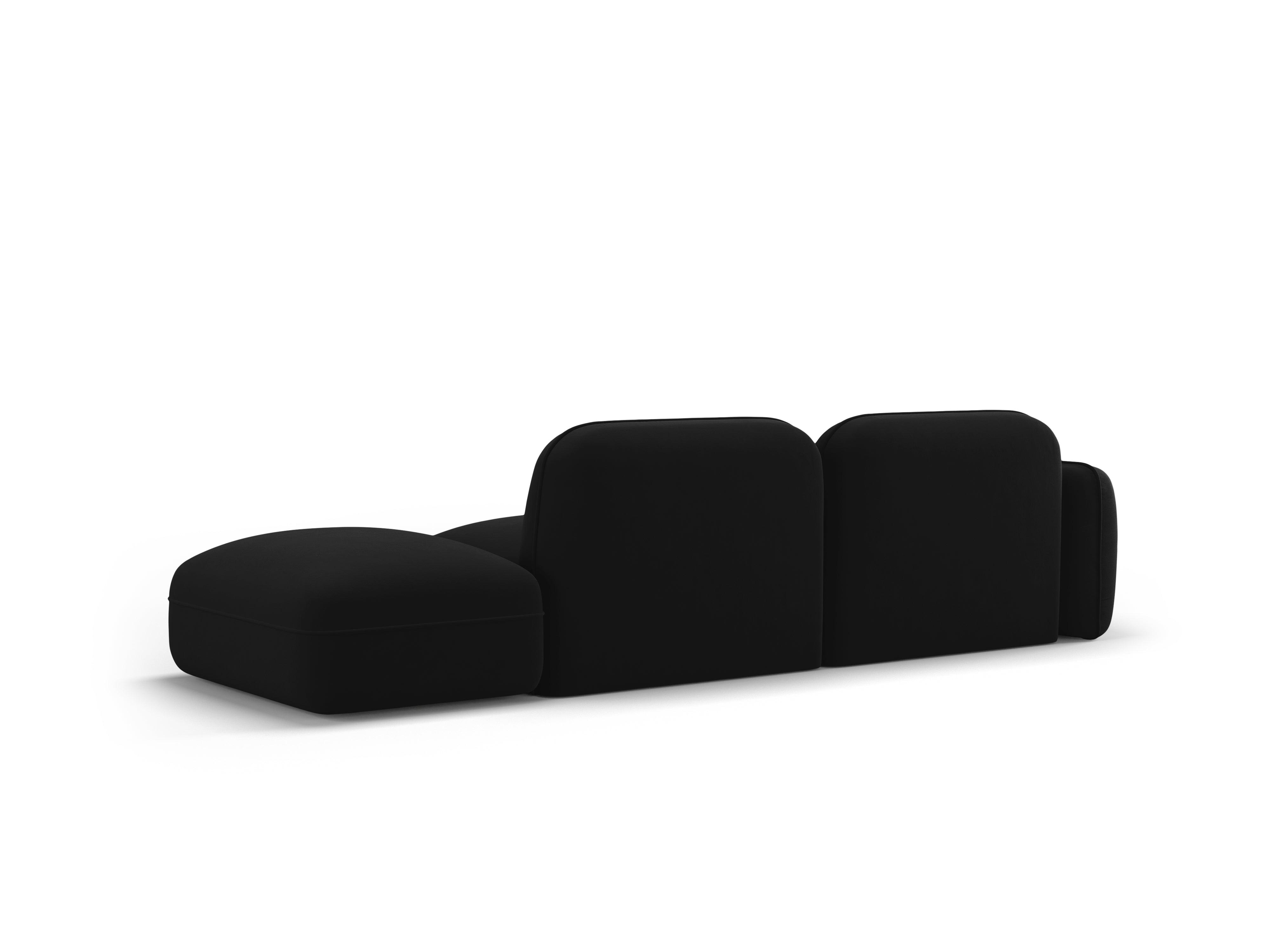 Sofa aksamitna prawostronna 3-osobowa SYDNEY czarny – Cosmopolitan Design