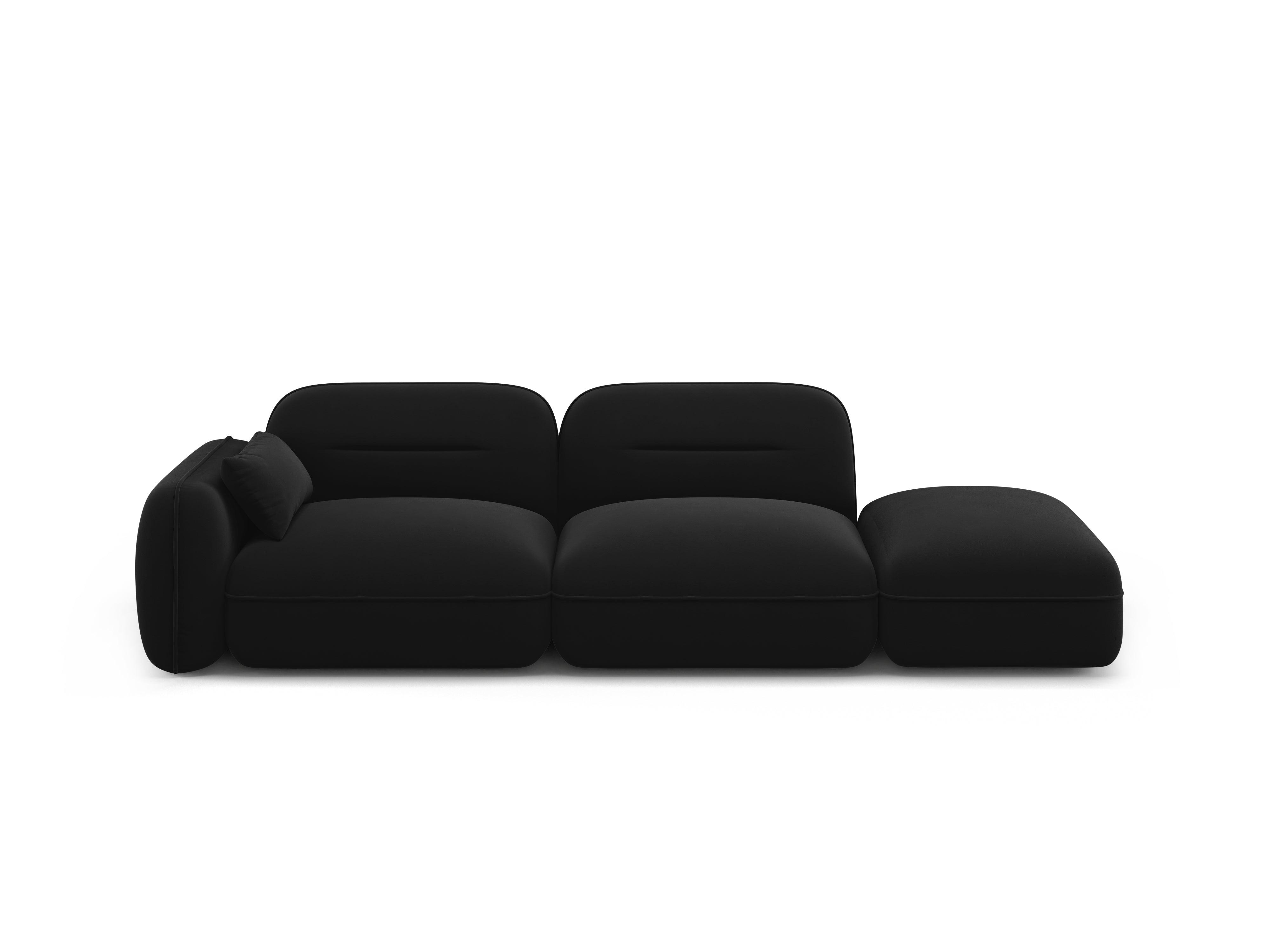 Sofa aksamitna prawostronna 3-osobowa SYDNEY czarny – Cosmopolitan Design