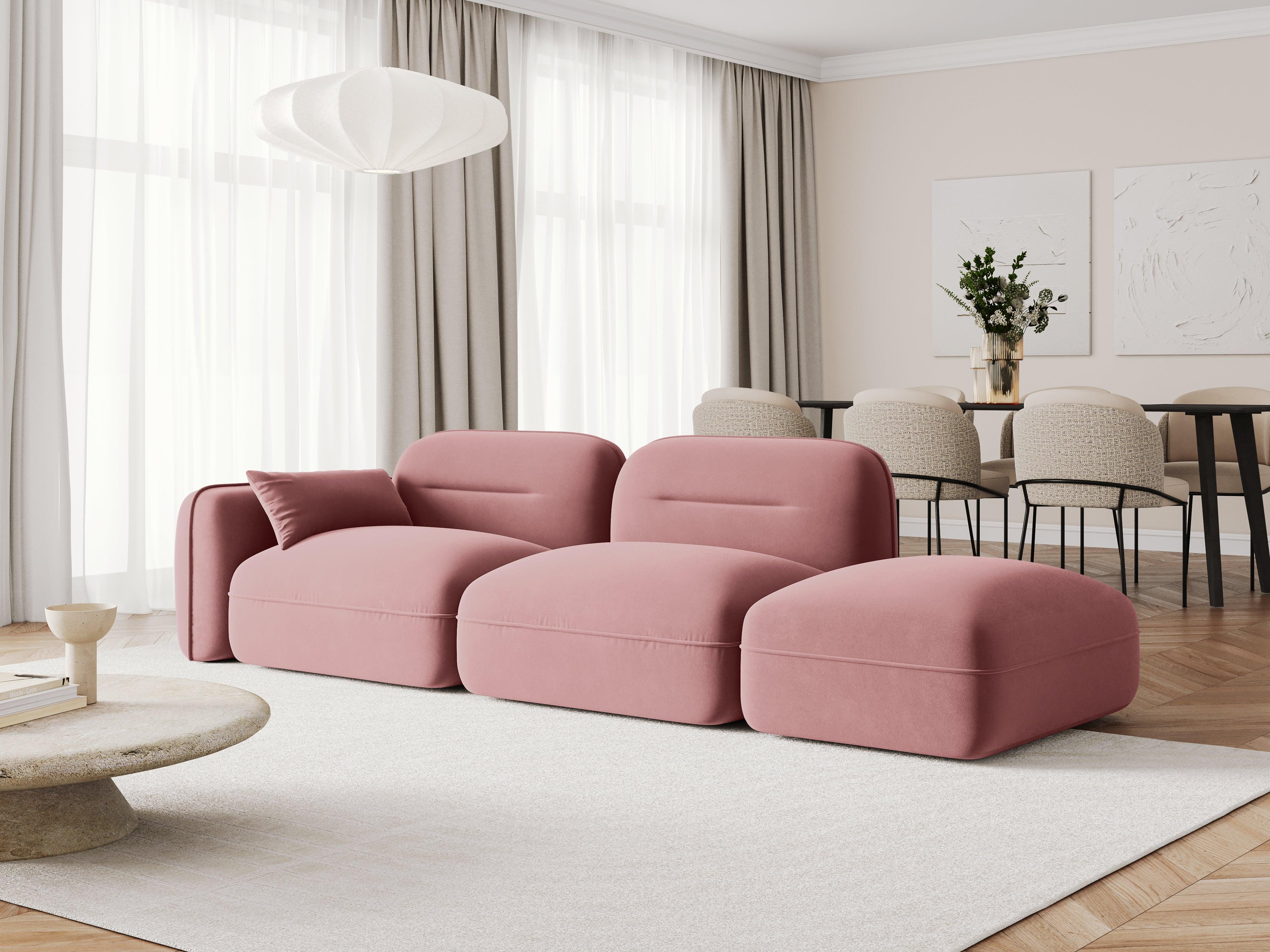 Sofa aksamitna prawostronna 3-osobowa SYDNEY łososiowy – Cosmopolitan Design