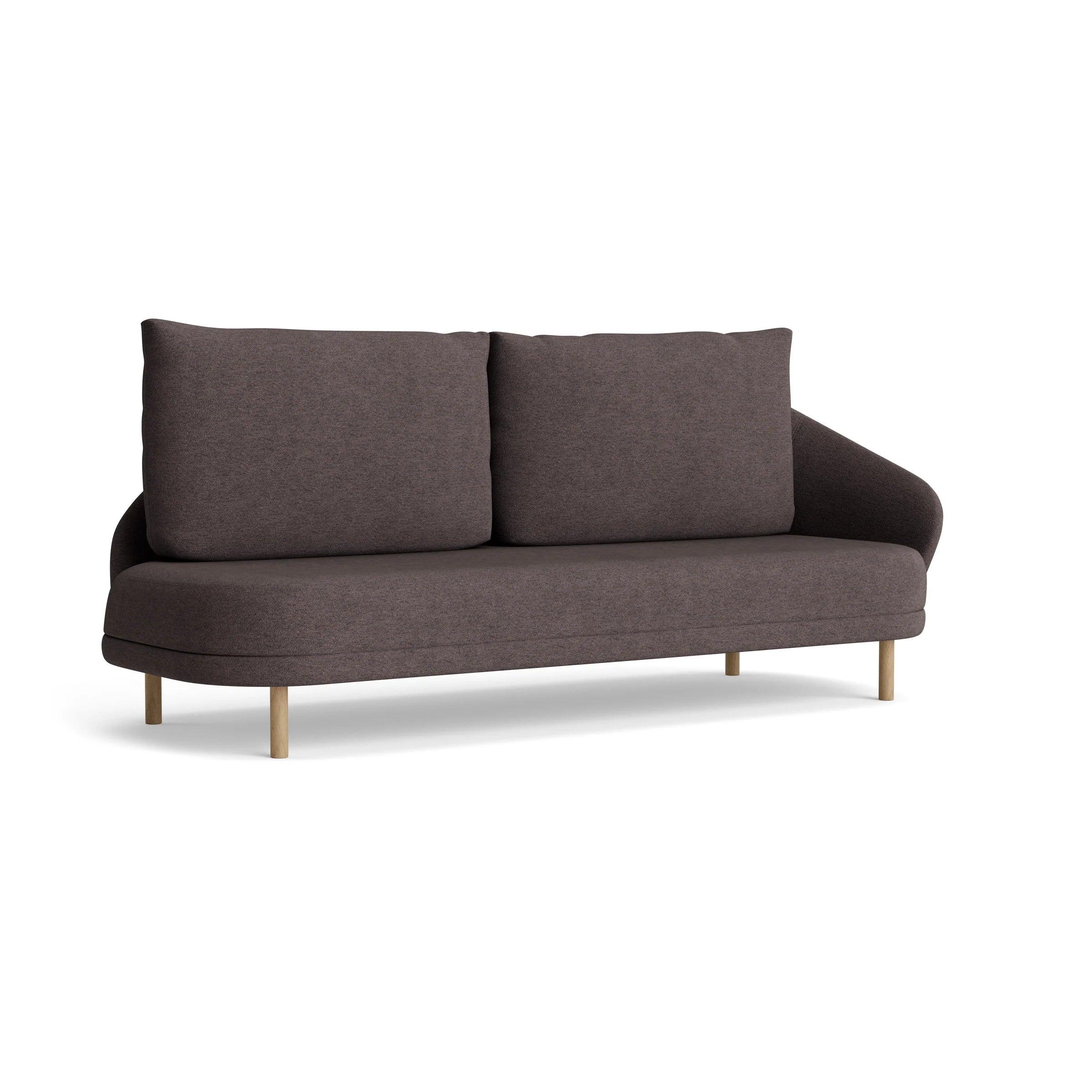 Sofa lewostronna NEW WAVE dębowy NORR11 naturalny dębowy tkanina boucle brązowy Eye on Design