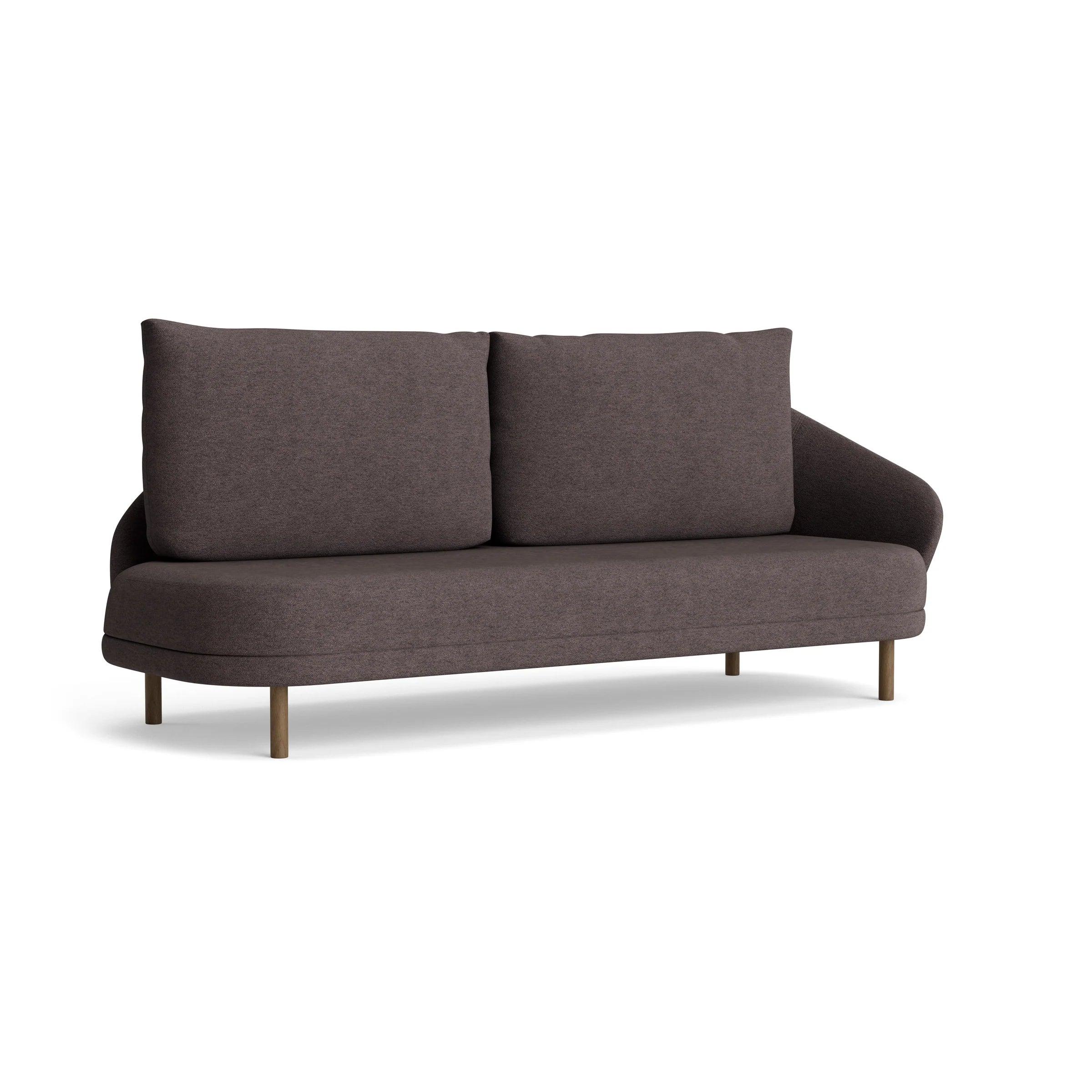 Sofa lewostronna NEW WAVE dębowy NORR11 ciemnobrązowy dębowy tkanina boucle brązowy Eye on Design