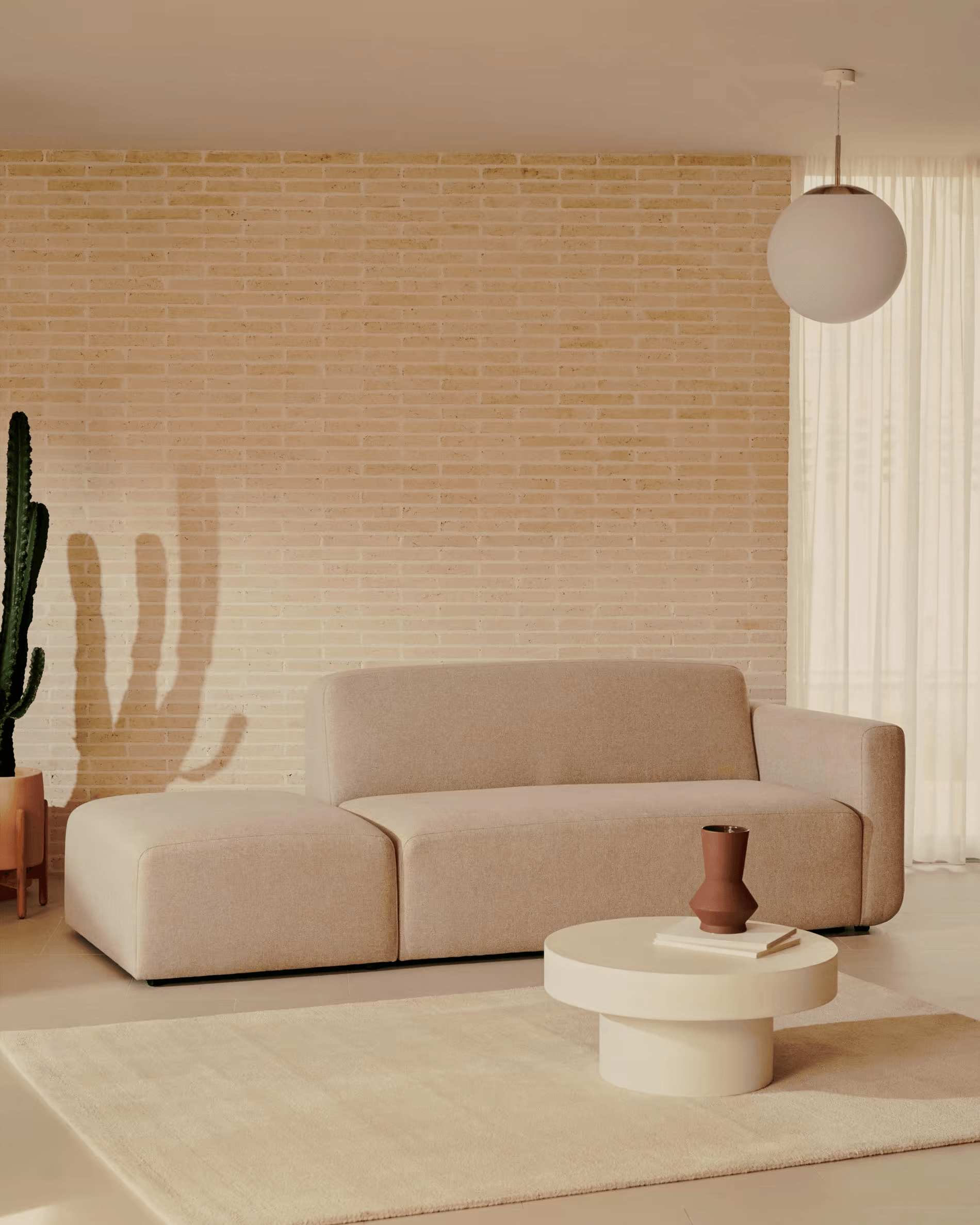 Sofa modułowa 2-osobowa uniwersalna otwarta NEOM beżowy – Kave Home